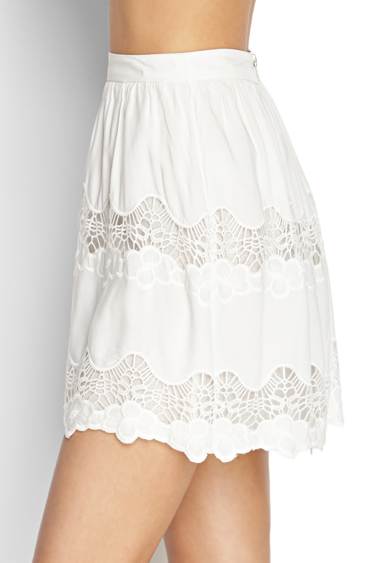 Lyst - Forever 21 Embroidered Lace Skirt in White