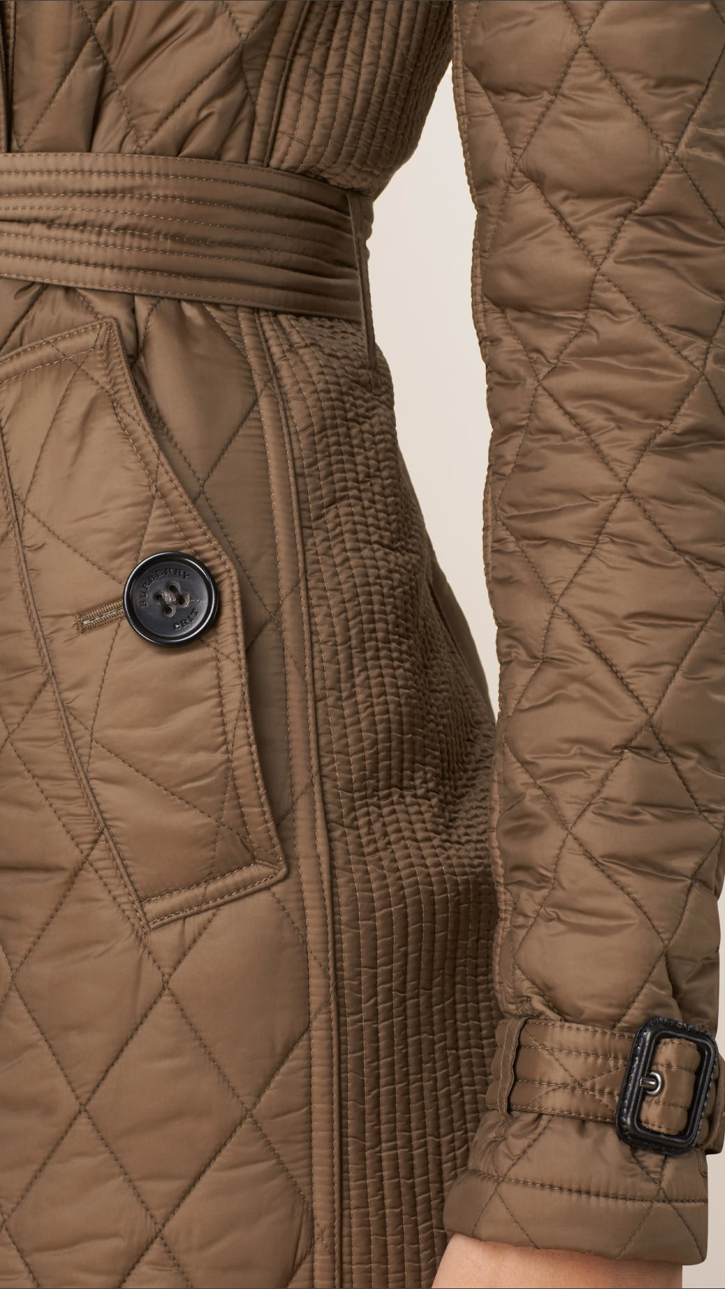 Lyst Burberry Quilted Trench Coat Dusty Khaki in Brown