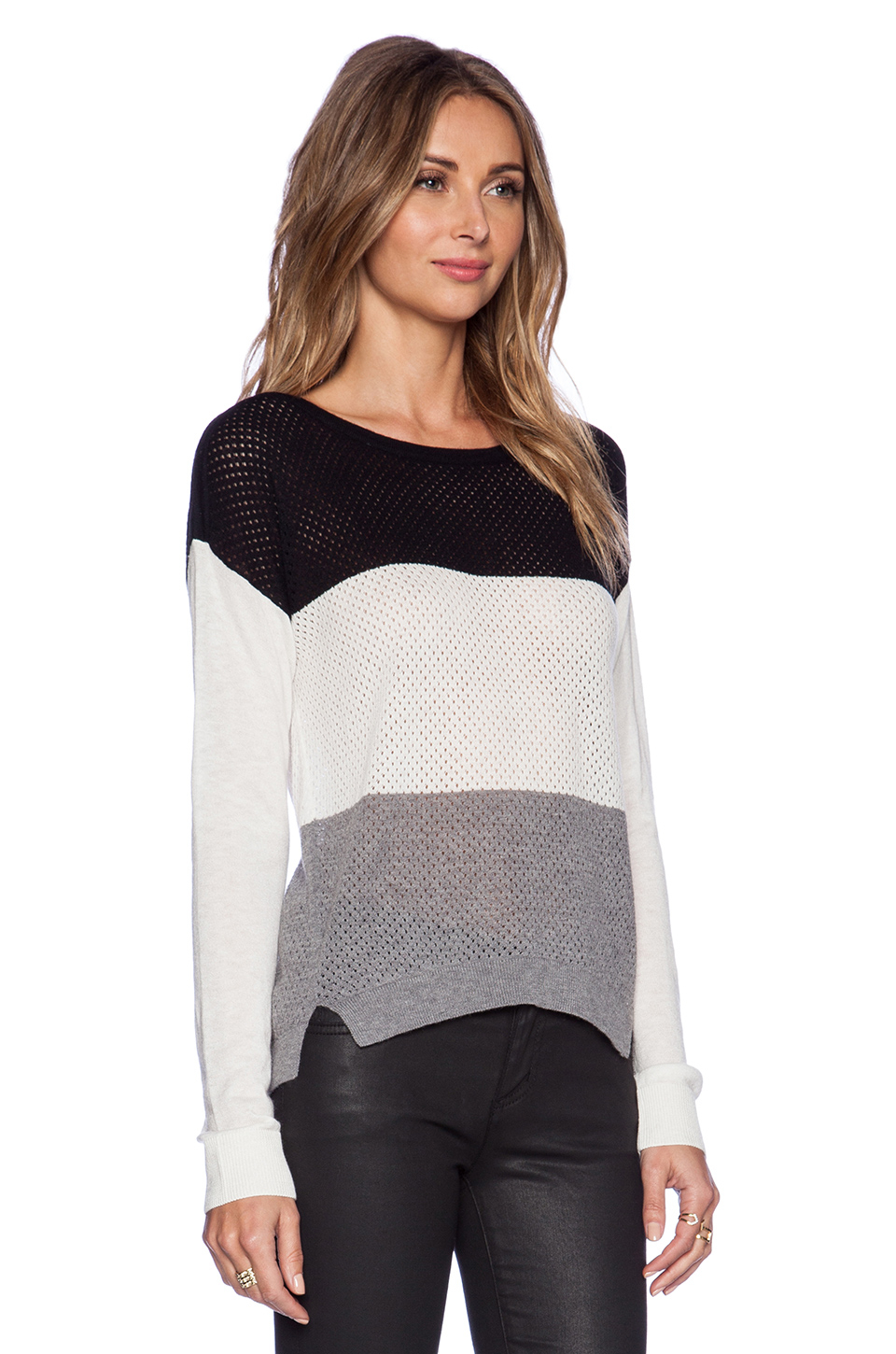 Lyst - C&C California Colorblocked Stripe Sweater in Gray