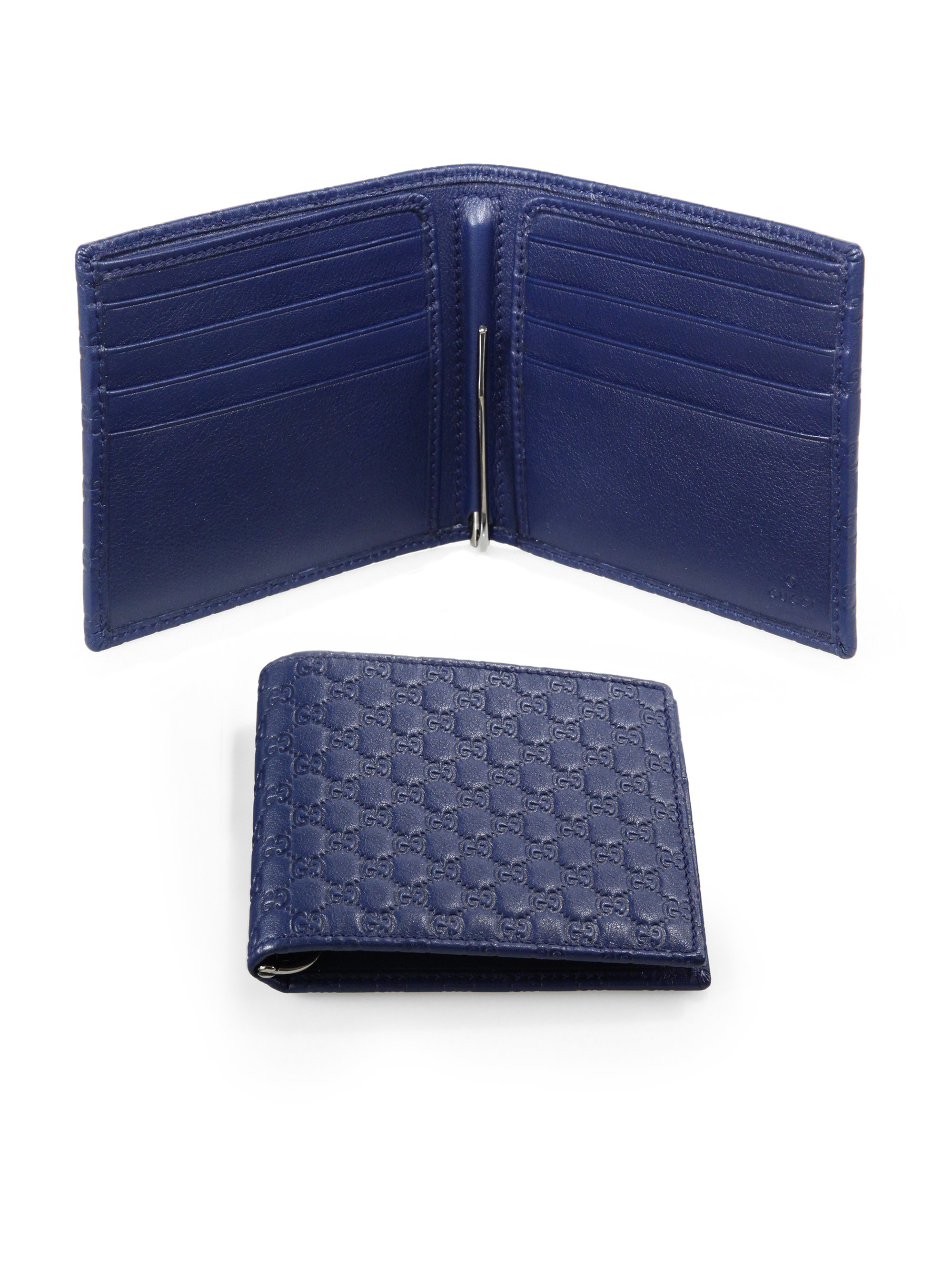 Gucci Microsima Leather Money Clip Wallet in Blue for Men | Lyst