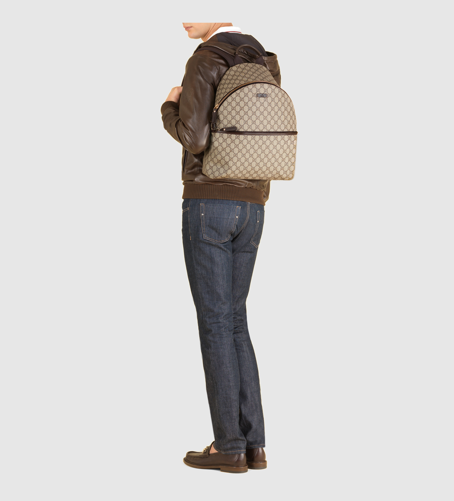 gucci gg supreme canvas zip backpack in gray for lyst gucci gg supreme canvas zip backpack in gray for lyst