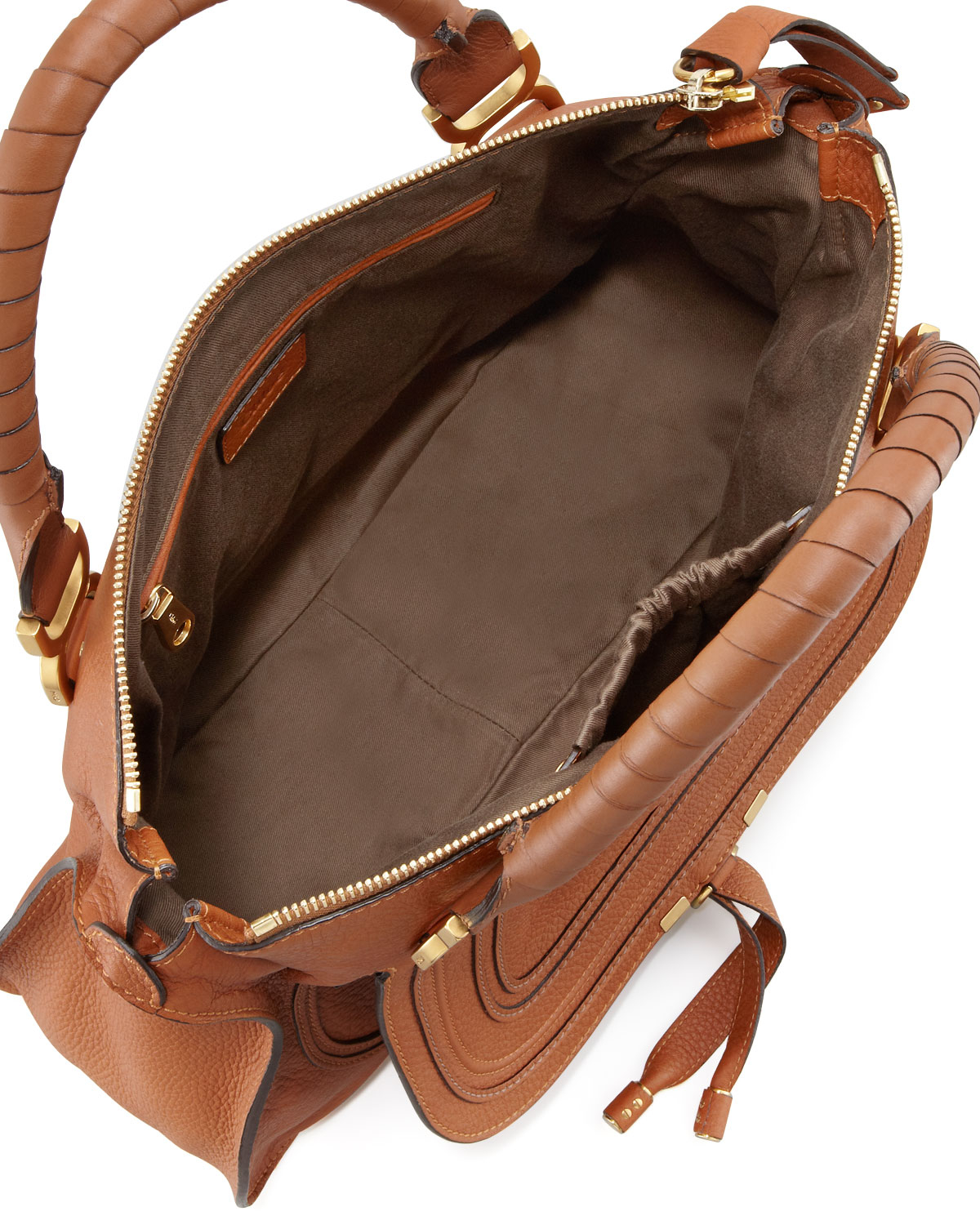 Lyst - Chloé Marcie Large Leather Satchel Bag in Brown