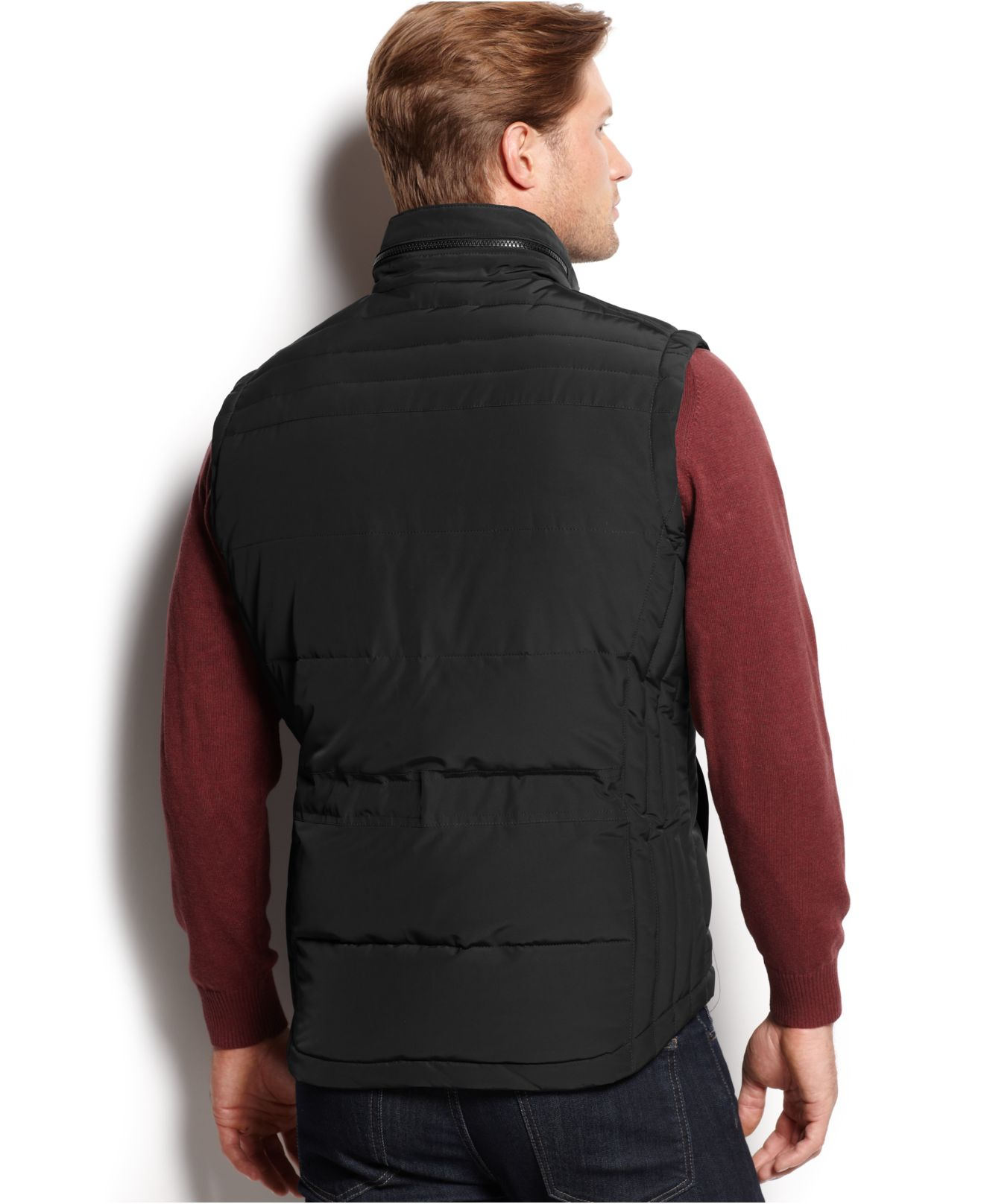 Lyst Perry Ellis Portfolio Big And Tall Solid FourPocket Puffer Vest in Black for Men