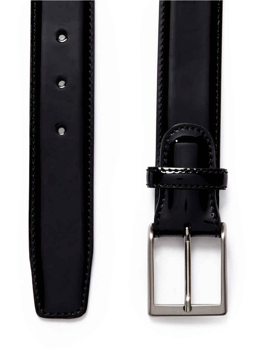 Lyst - Saks Fifth Avenue Patent Leather Belt in Black for Men