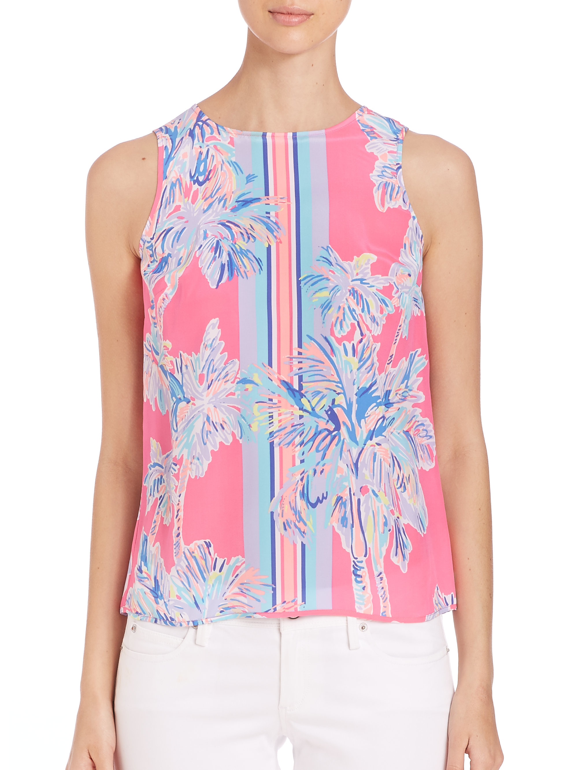 Lyst Lilly Pulitzer Iona Silk Shell In Pink