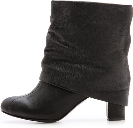 See By Chloé Cuffed Mid Heel Booties Lana in Black (Nera) | Lyst