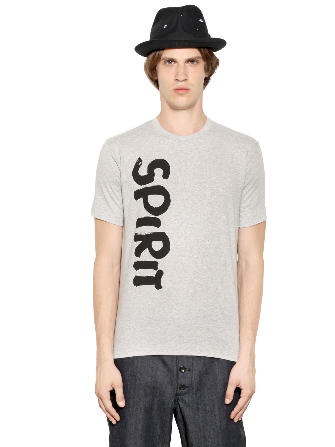 Lyst - Comme des Garçons Spirit Printed Cotton Jersey T-shirt in Gray ...