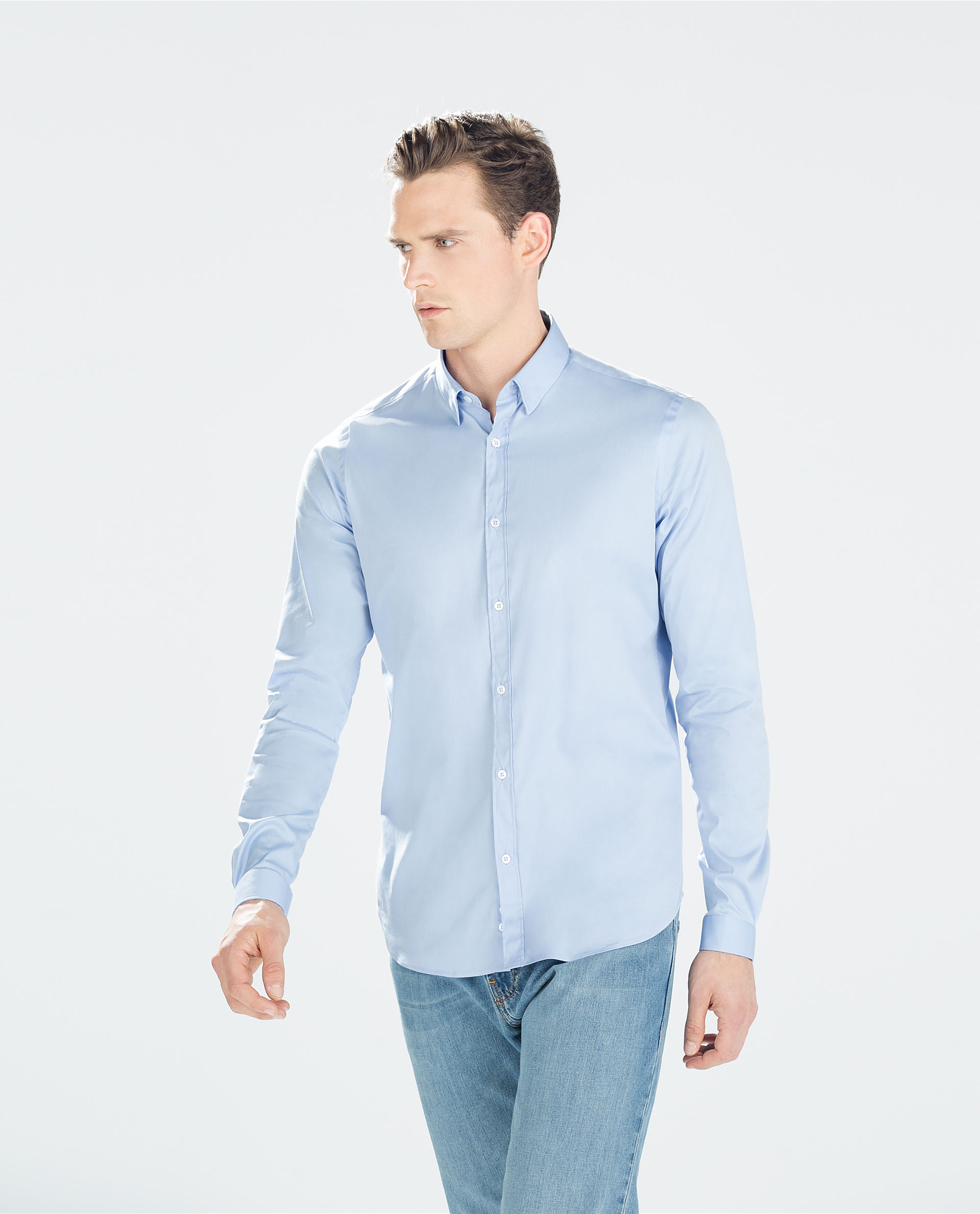 zara blue button down shirt