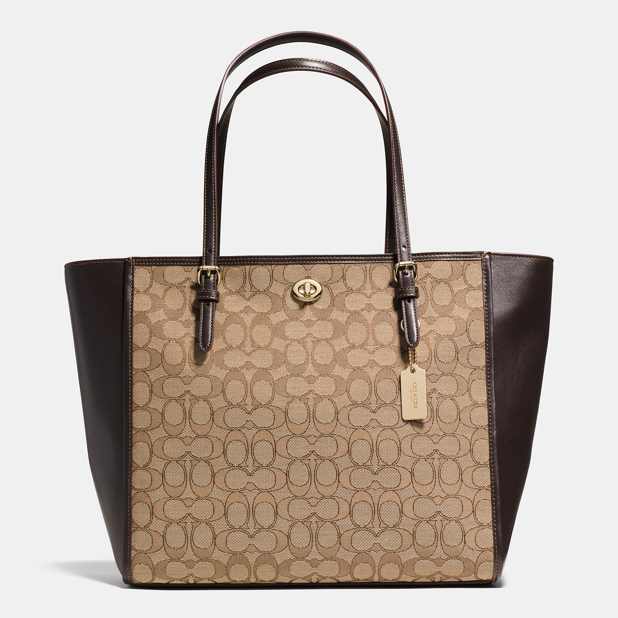 turnlock tote in signature jacquard