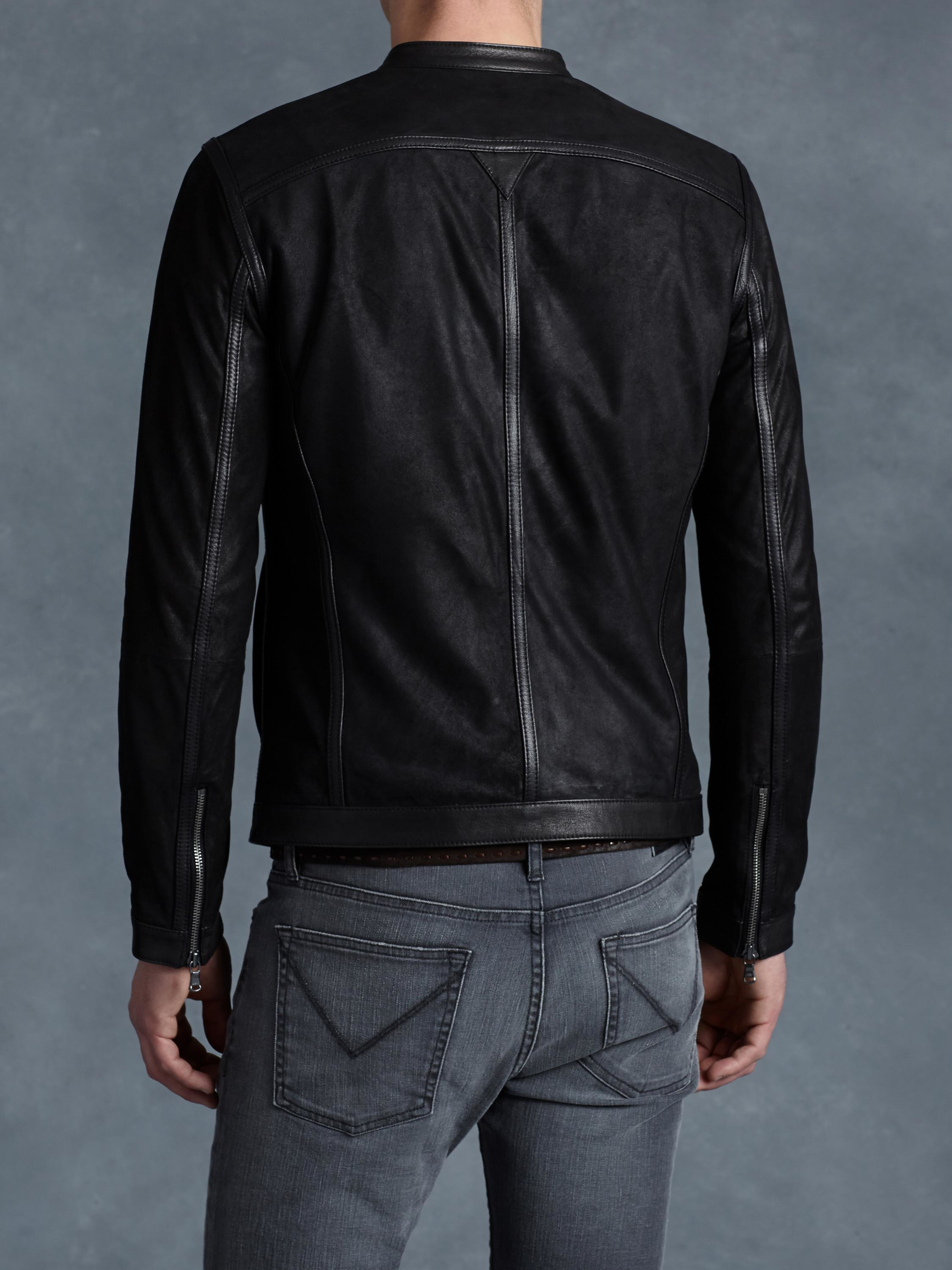 Lyst - John Varvatos Leather Racer Jacket in Black for Men