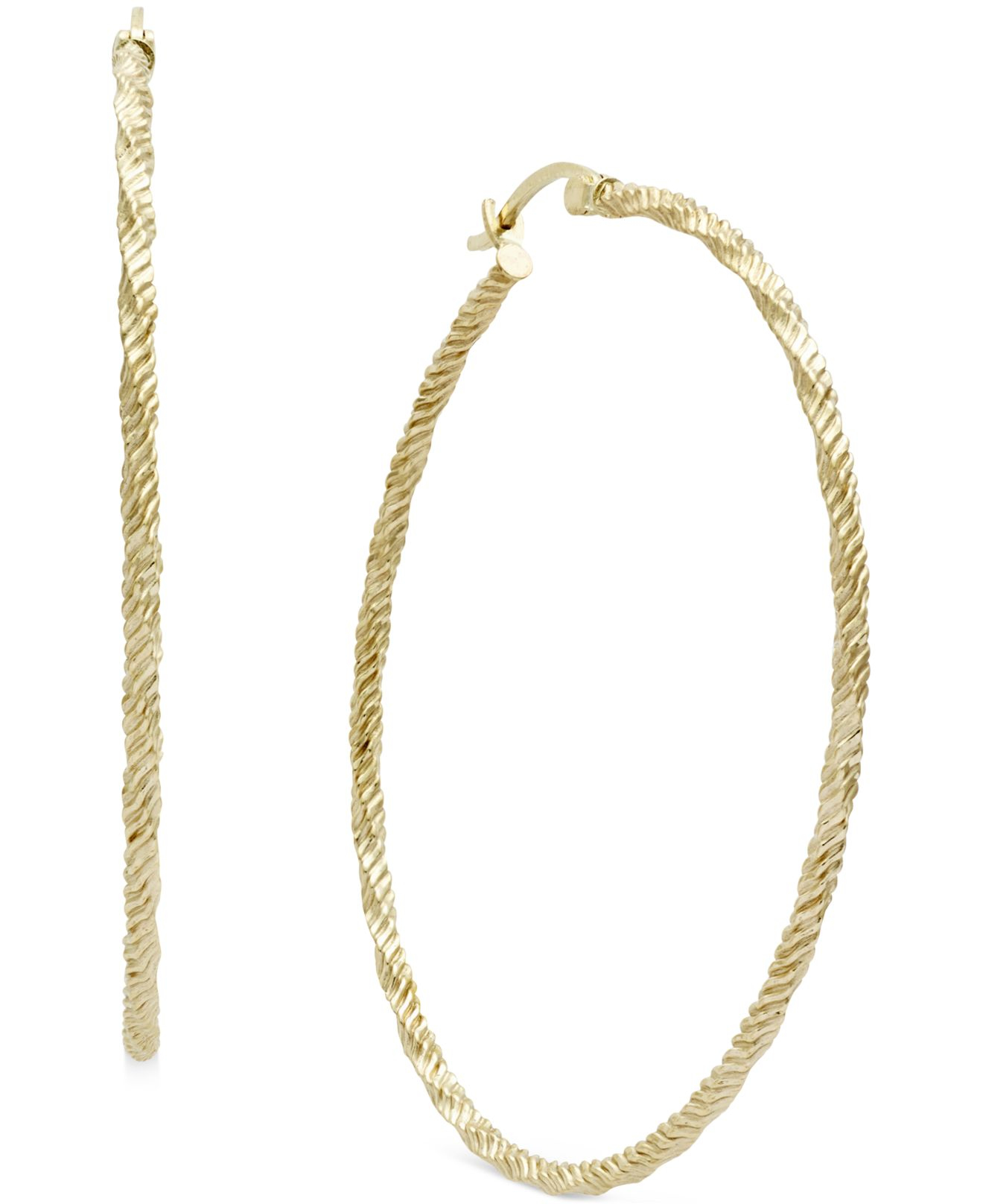 Lyst Macy S Twist Diamond Cut Hoop Earrings In 14k Gold Metallic Gallery Previously Sold At Macy S Women Gold Hoop Earrings