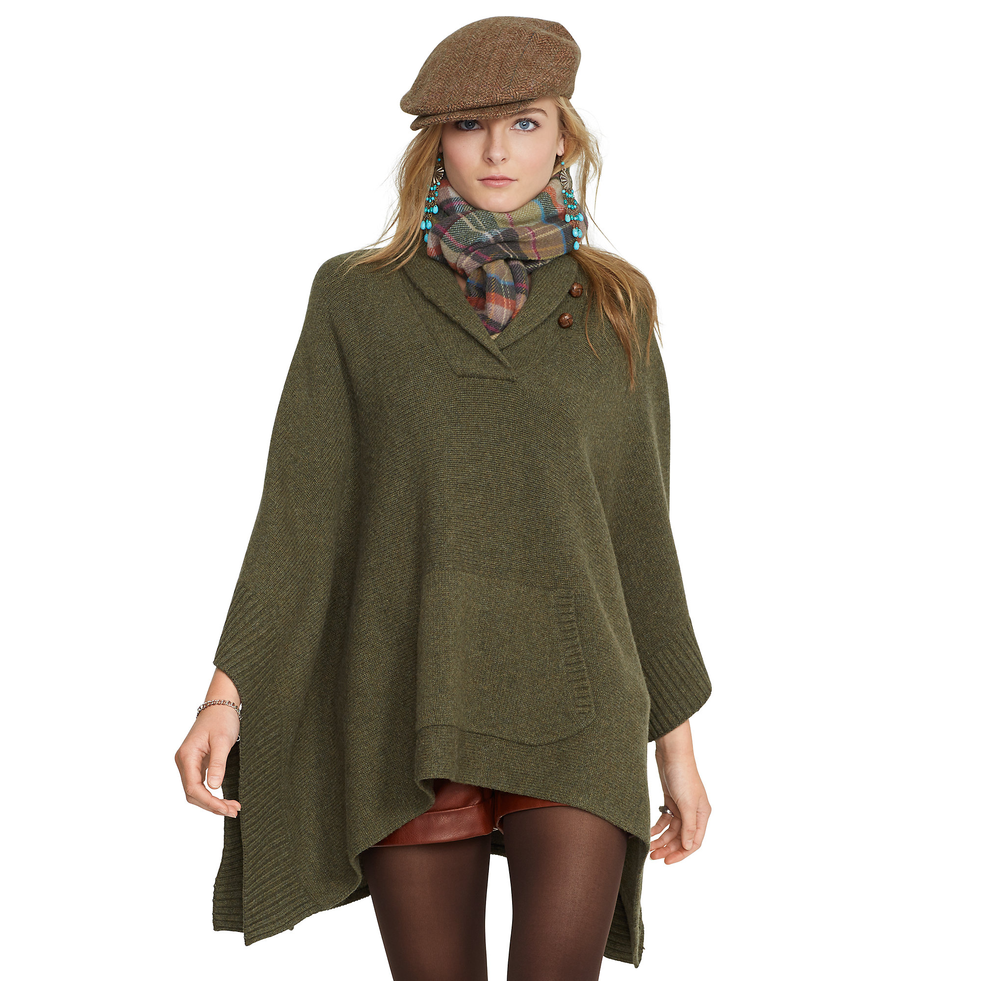 Polo ralph lauren Wool-Cashmere Poncho in Green | Lyst