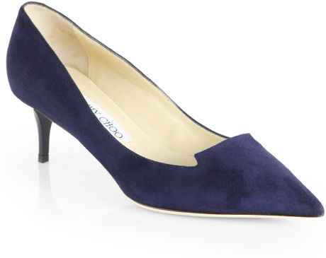 Jimmy Choo Allure Suede Kitten Heel Pumps in Blue (NAVY) | Lyst