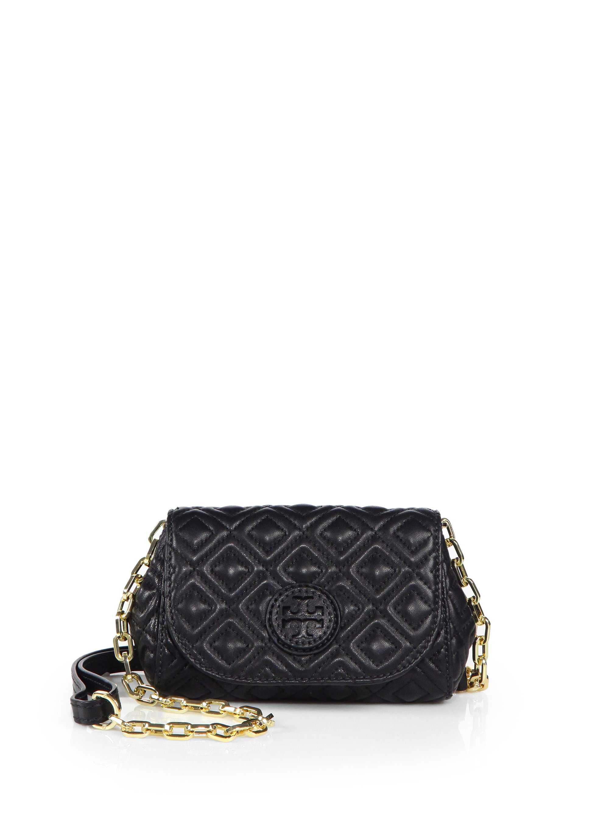 Tory Burch Marion Quilted Small Crossbody Bag in Black | Lyst