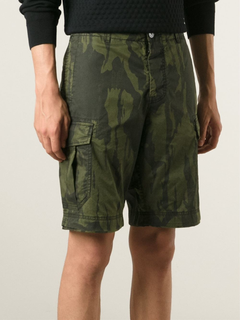 Lyst Stone Island Camouflage Cargo Shorts  in Green for Men