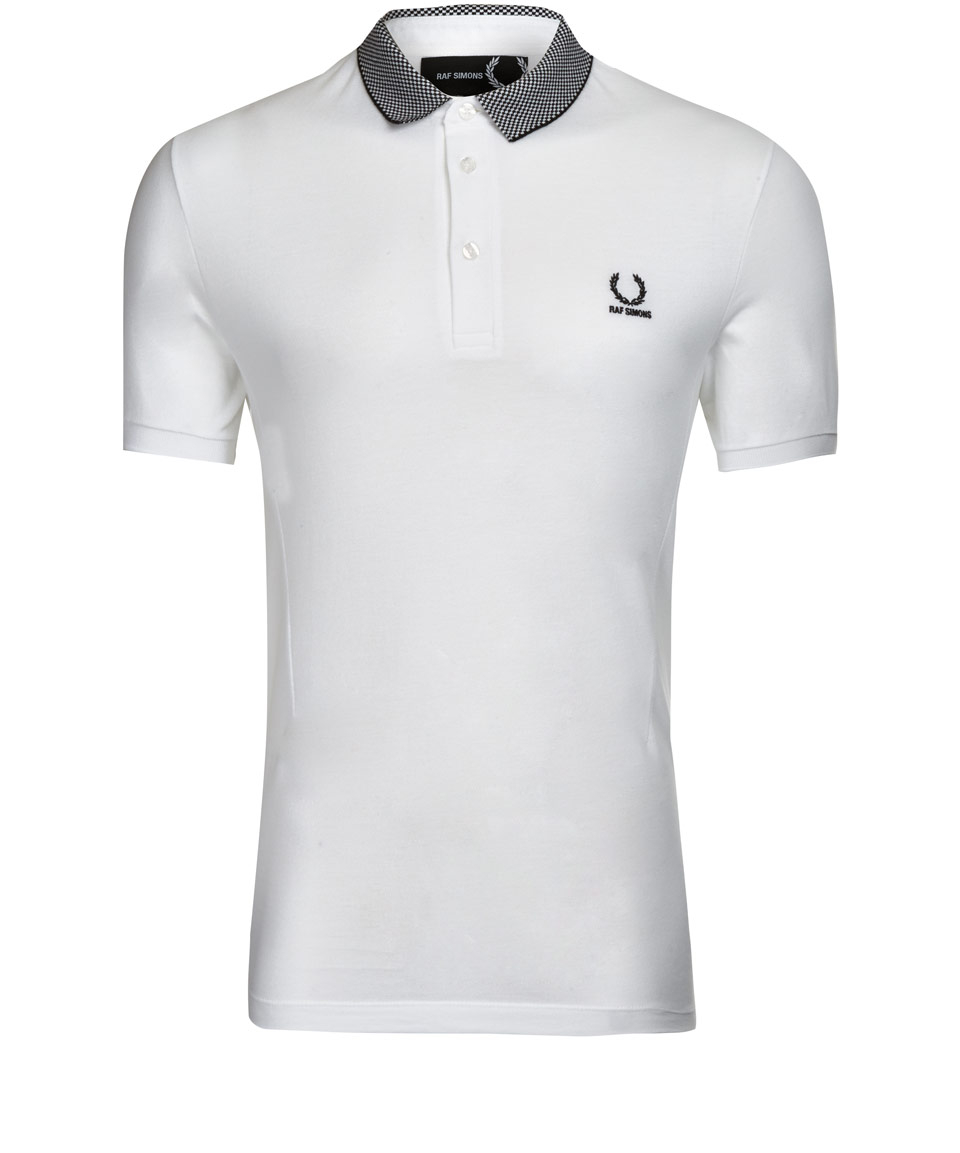 Fred Perry White Raf Simons Checkerboard Collar Polo Shirt in White for ...