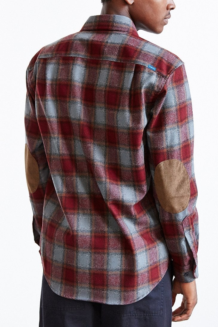 mens plaid shirt with elbow patches