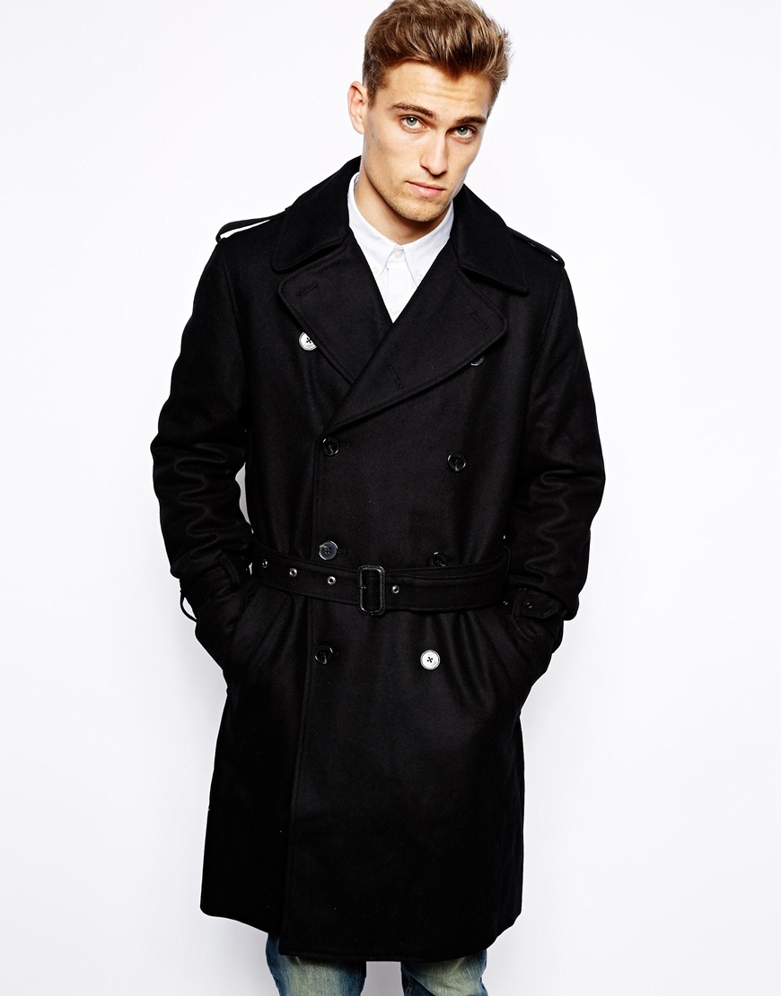 French Connection Coat Marine Melton in Black for Men | Lyst