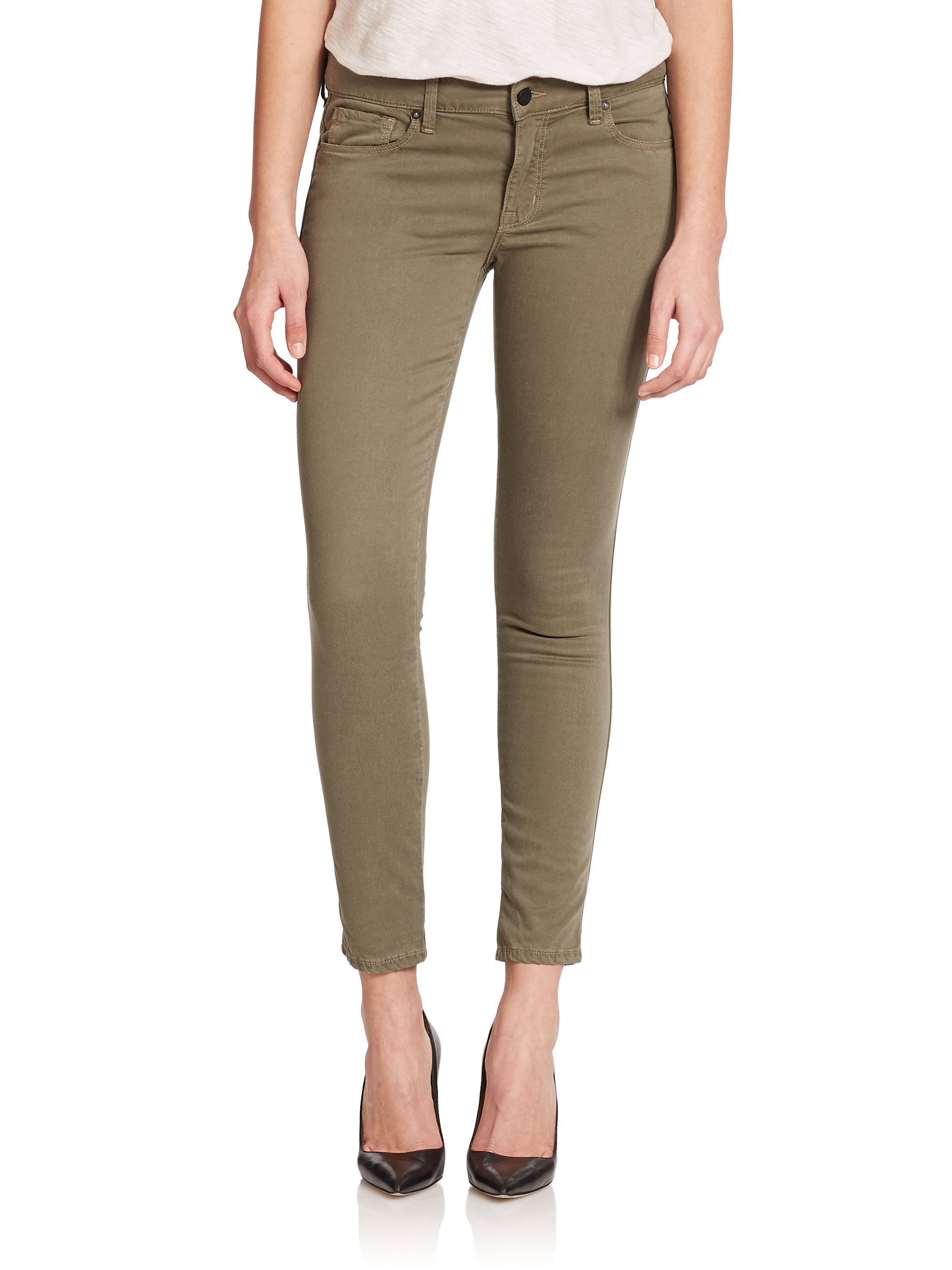 Lyst - Genetic Denim Daphne Mid-rise Cropped Skinny Jeans in Green