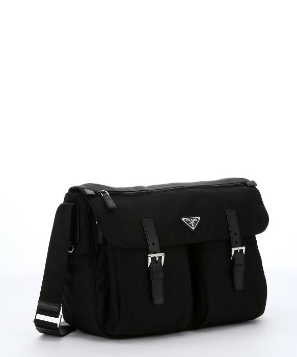 Prada Black Nylon Flap Front Large Messenger Bag in Black for Men ...  