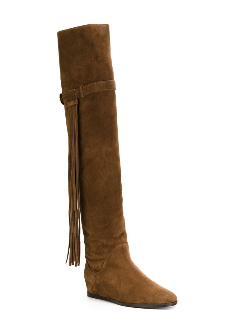 fringe brown boots