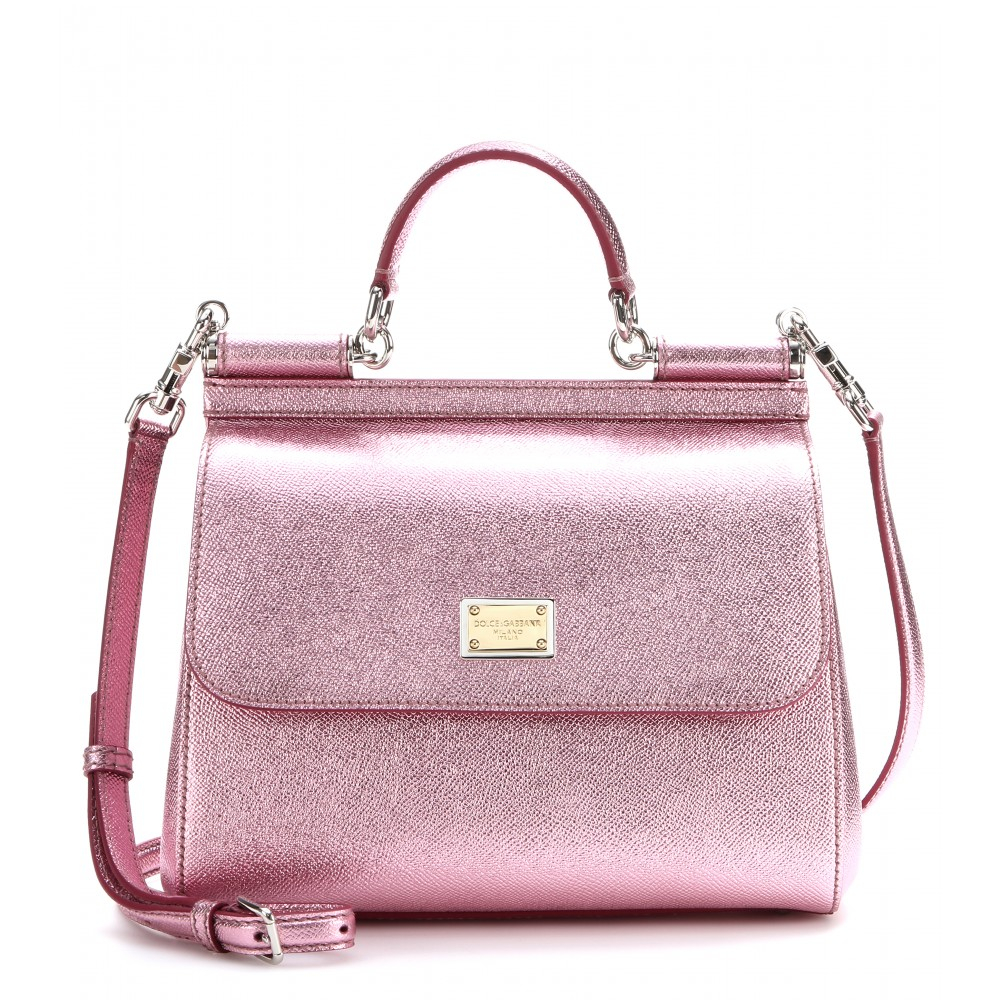 Lyst - Dolce & Gabbana Sicily Metallic-Leather Tote in Pink