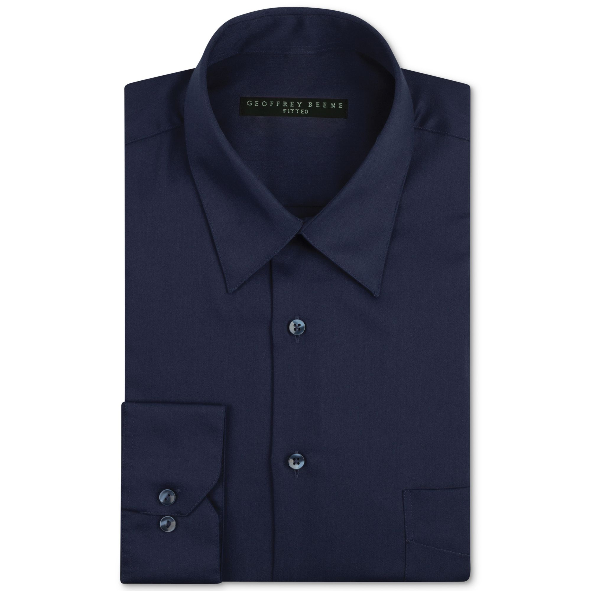Geoffrey Beene Fitted Sateen Solid Dress Shirt in Blue for Men ...