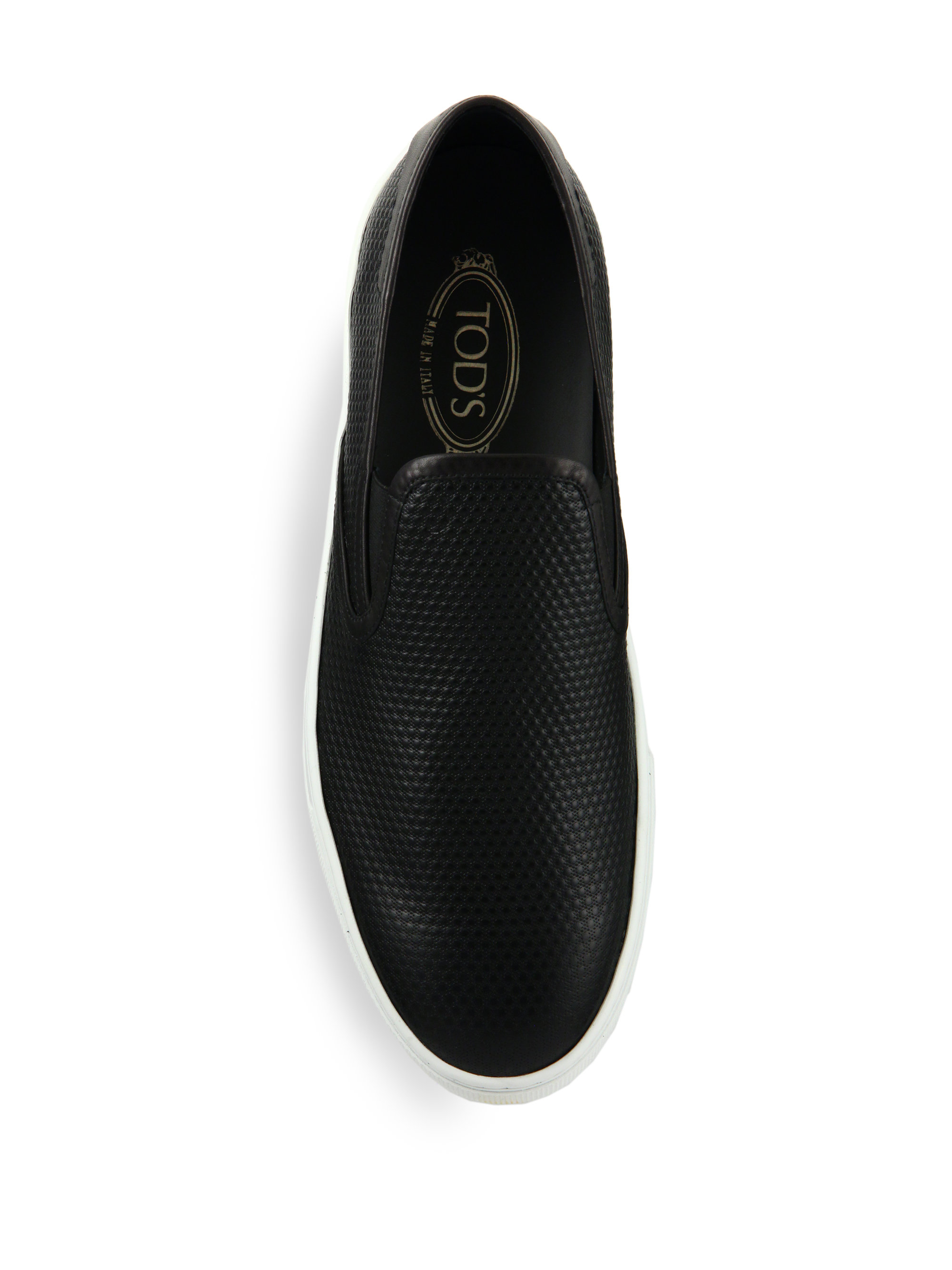 Tod's Textured Leather Slip-on Sneakers in Black for Men - Lyst