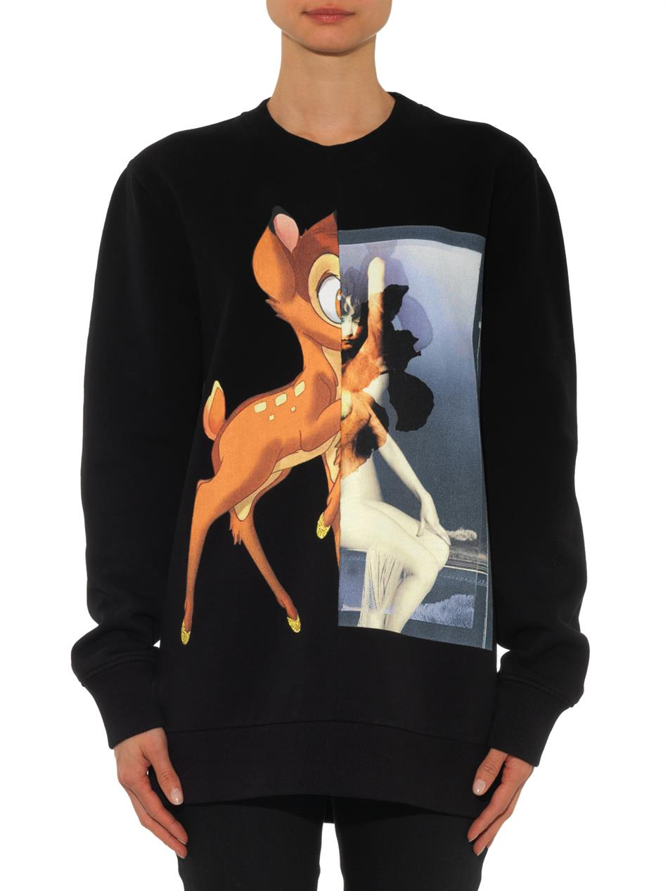 Givenchy Bambi-Print Cotton Sweatshirt in Black | Lyst