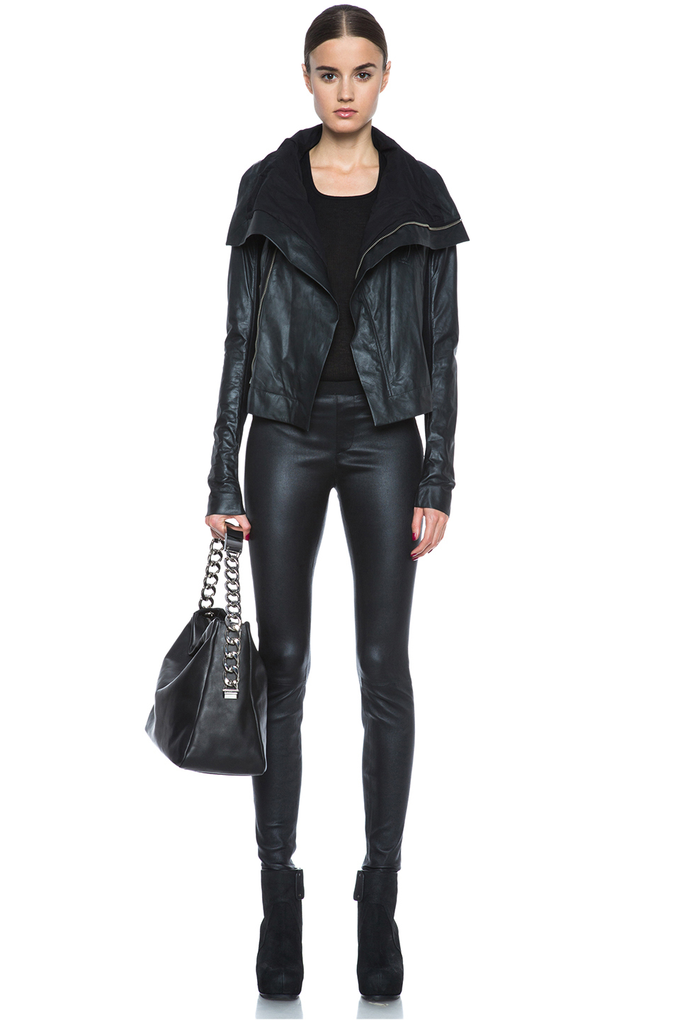 Lyst Rick Owens Classic Biker Leather Jacket In Black Gallery