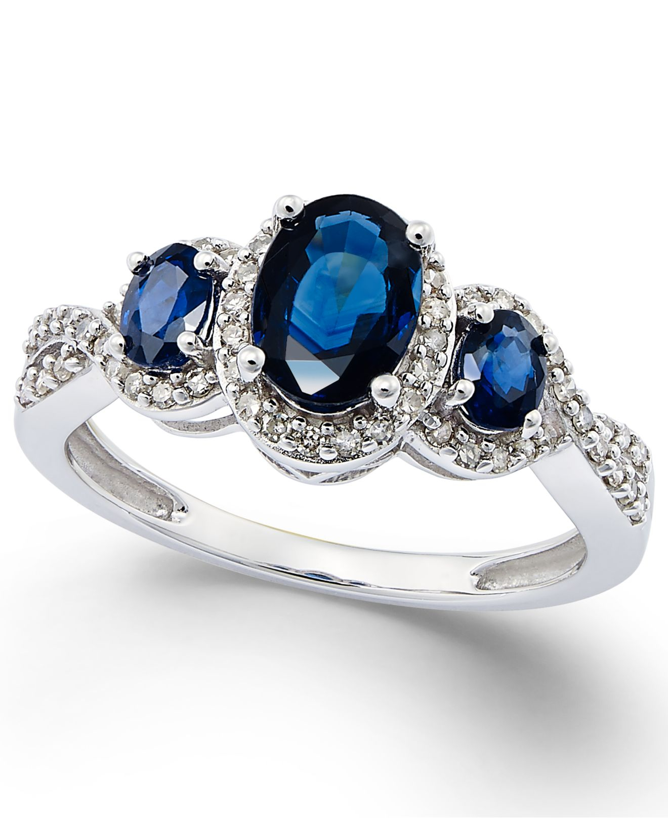 Macy's Sapphire (11/3 Ct. T.w.) And Diamond (1/4 Ct. T.w.) Threestone
