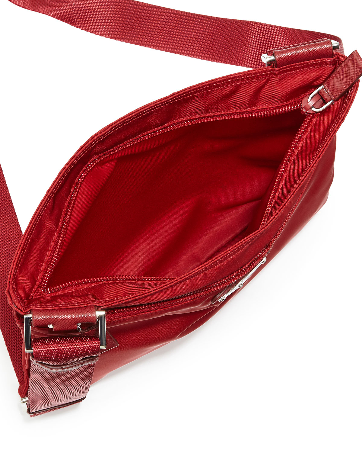 Prada Vela Flat Crossbody Bag in Red | Lyst