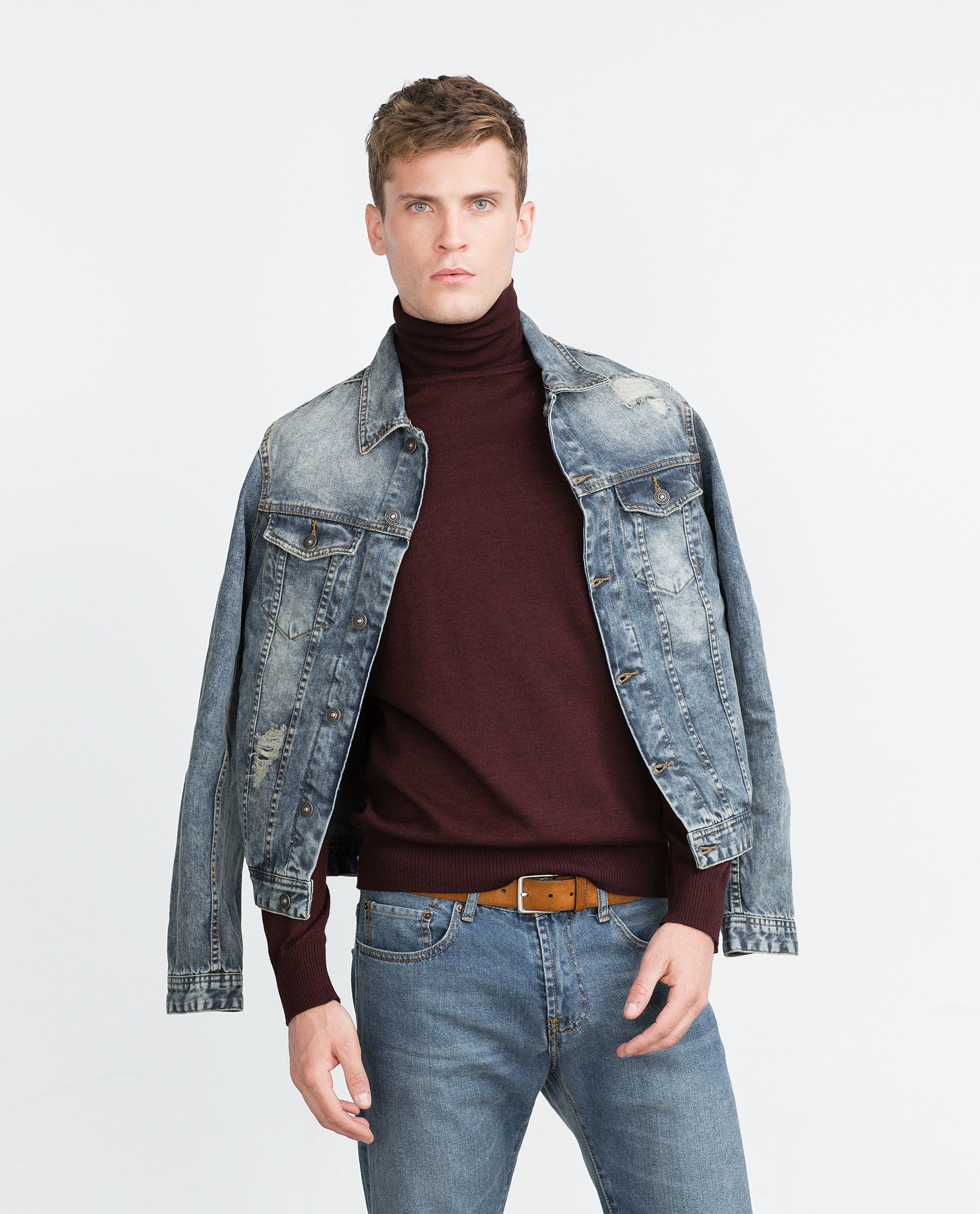  Zara Denim Jacket  in Blue for Men Mid blue Lyst