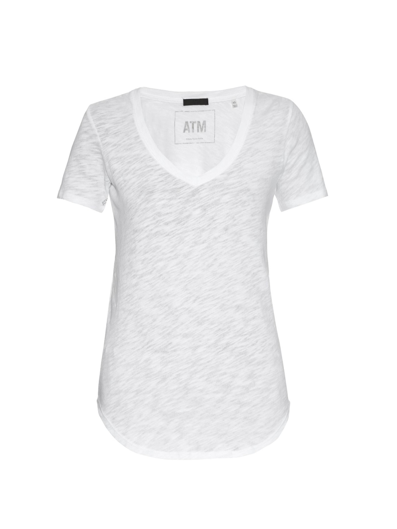 Atm Vneck Slub Cottonjersey Tshirt in White Lyst