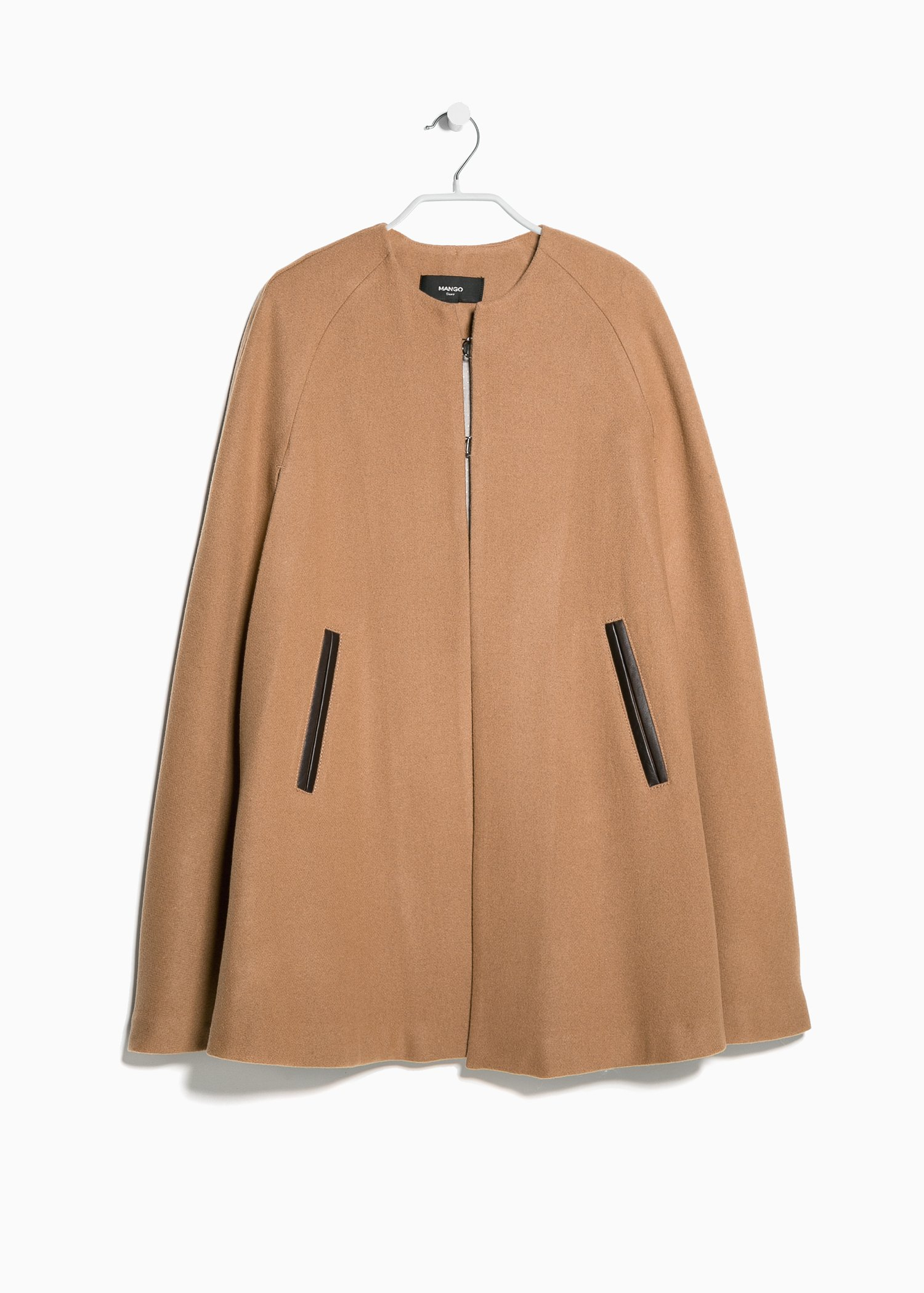 Lyst - Mango Trimmed Wool-Blend Cape in Brown