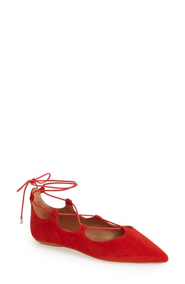 Lyst - Topshop 'Leather Kingdom' Pointy Toe Flat in Red