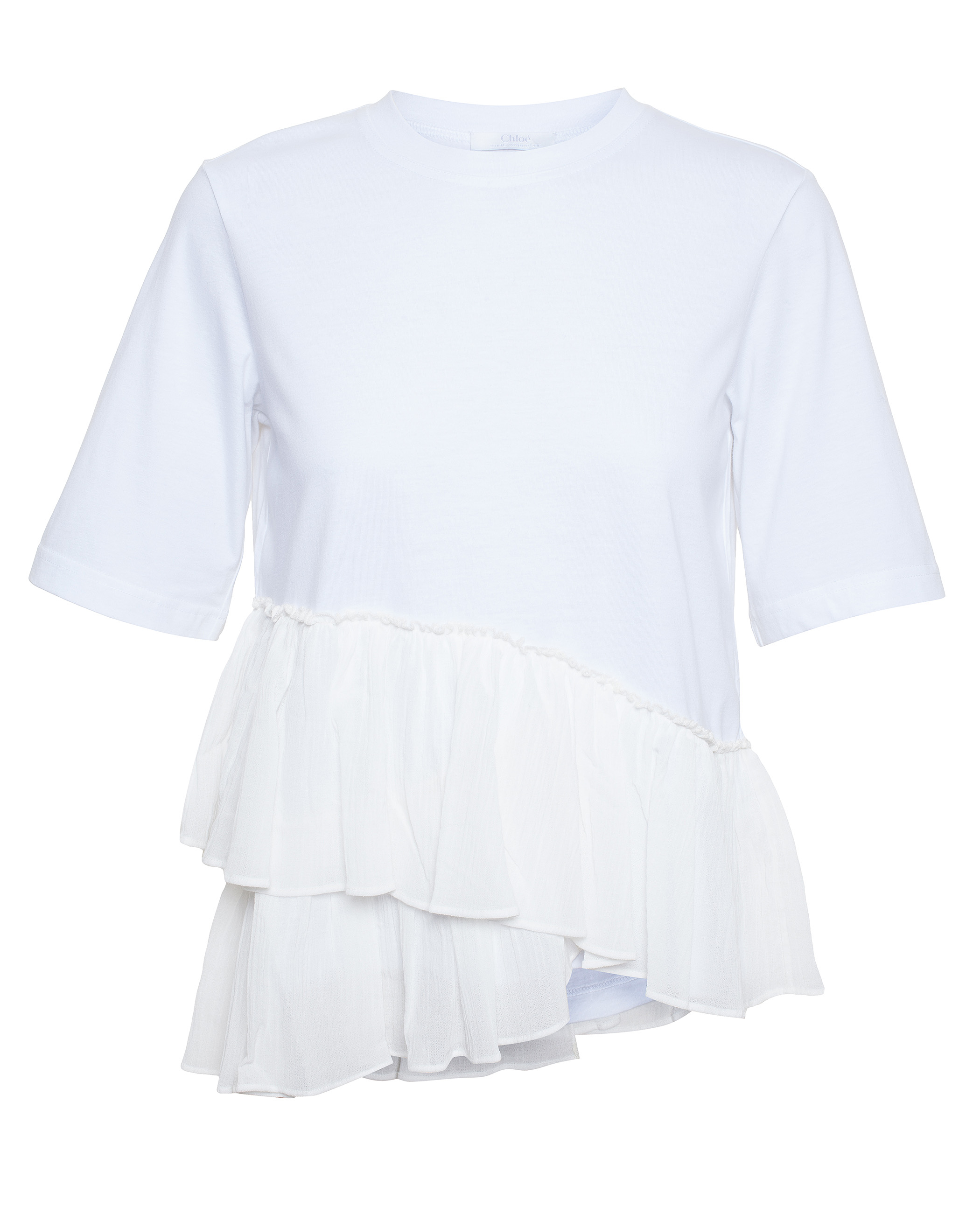Lyst - Chloé T-Shirt With Ruffle Hem in White