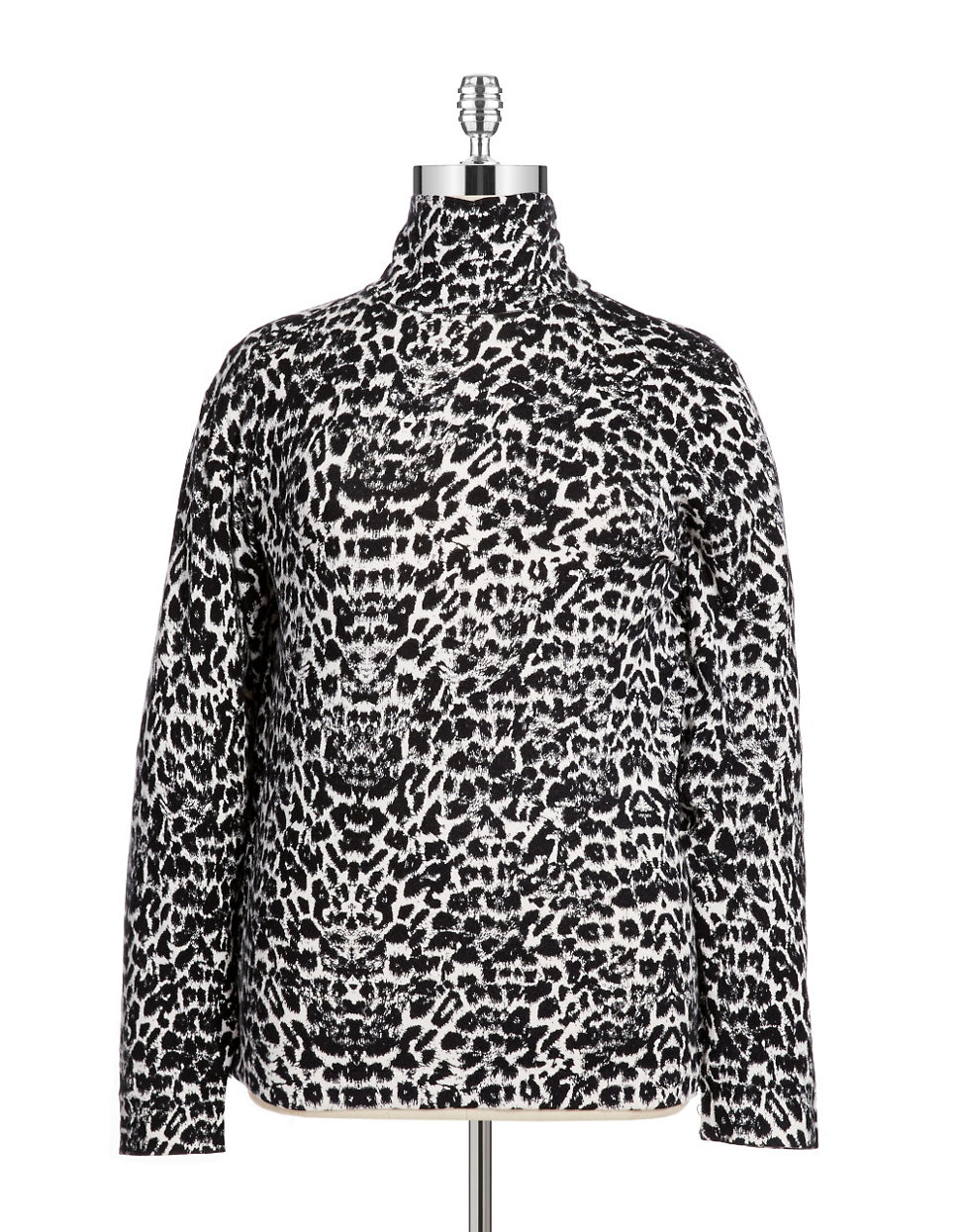 plus size leopard turtleneck