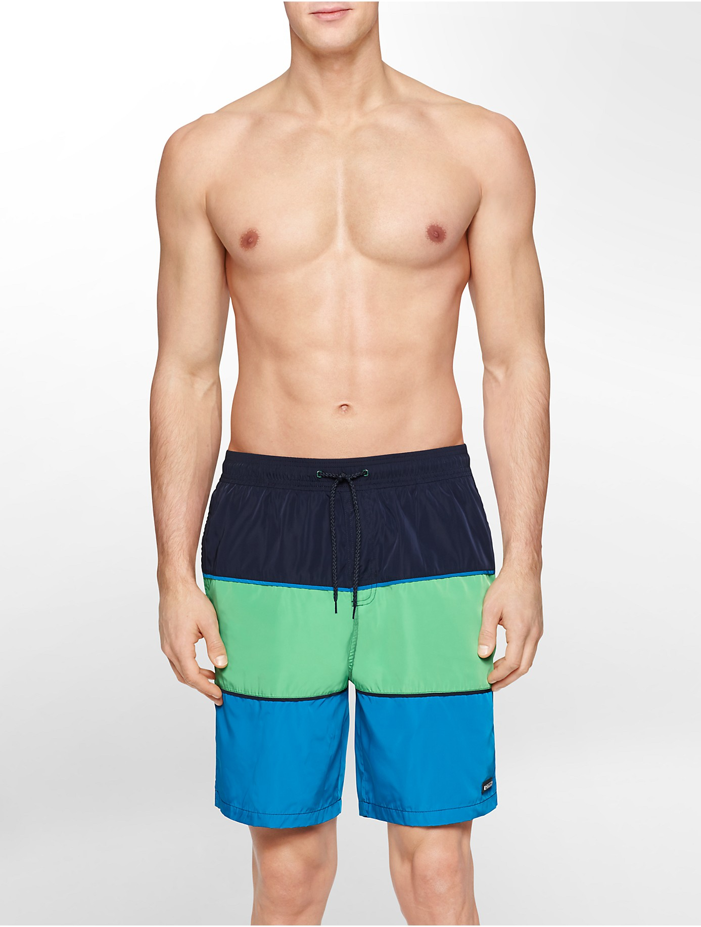 Calvin Klein White Label Multi Colorblock Swim Trunks in Green for Men ...