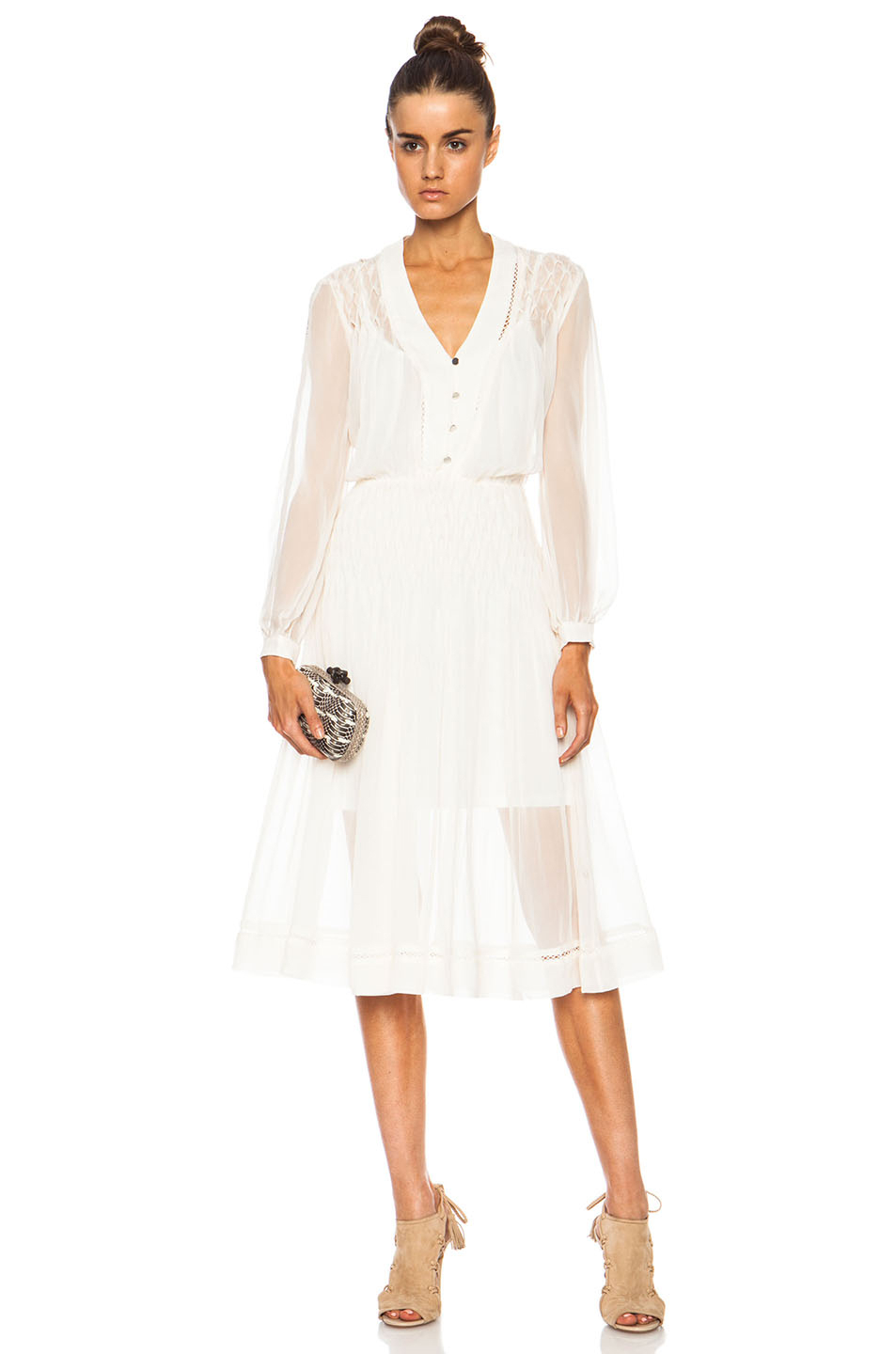 Lyst Zimmermann Lattice Silk Midi Dress in White