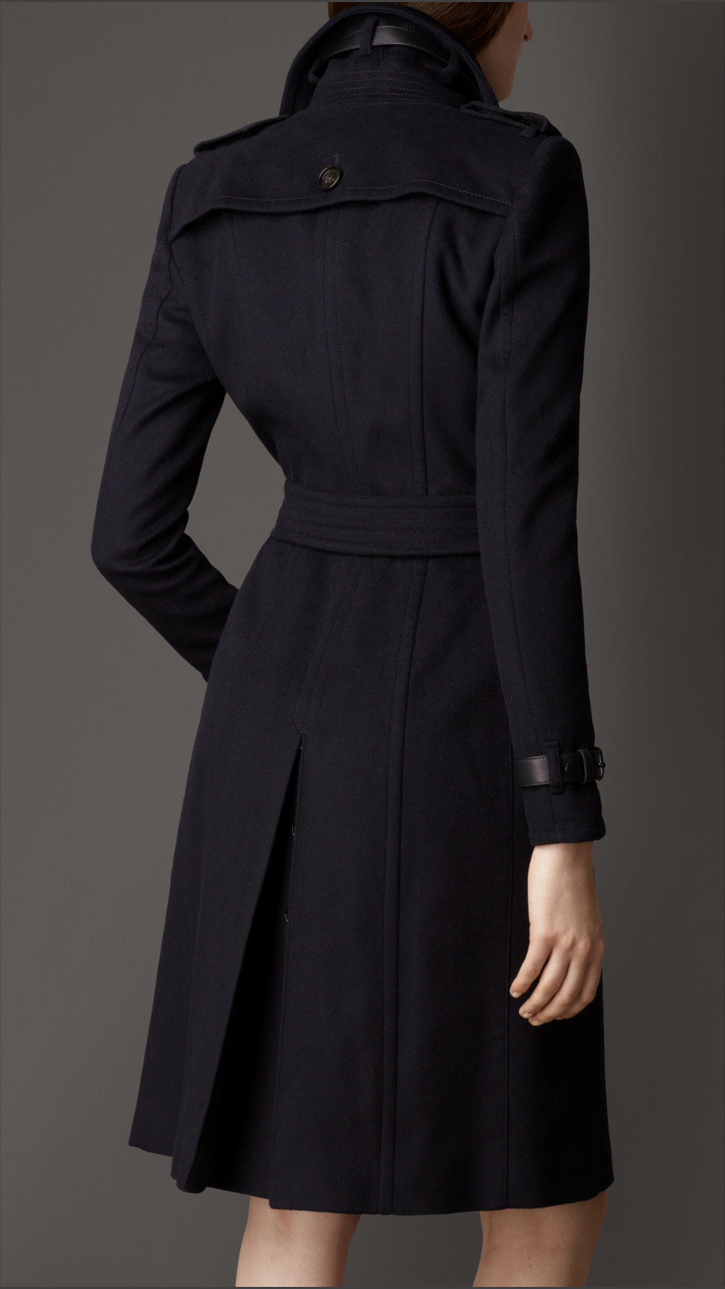 Lyst - Burberry Leather Trim Wool Cashmere Trench Coat in Blue
