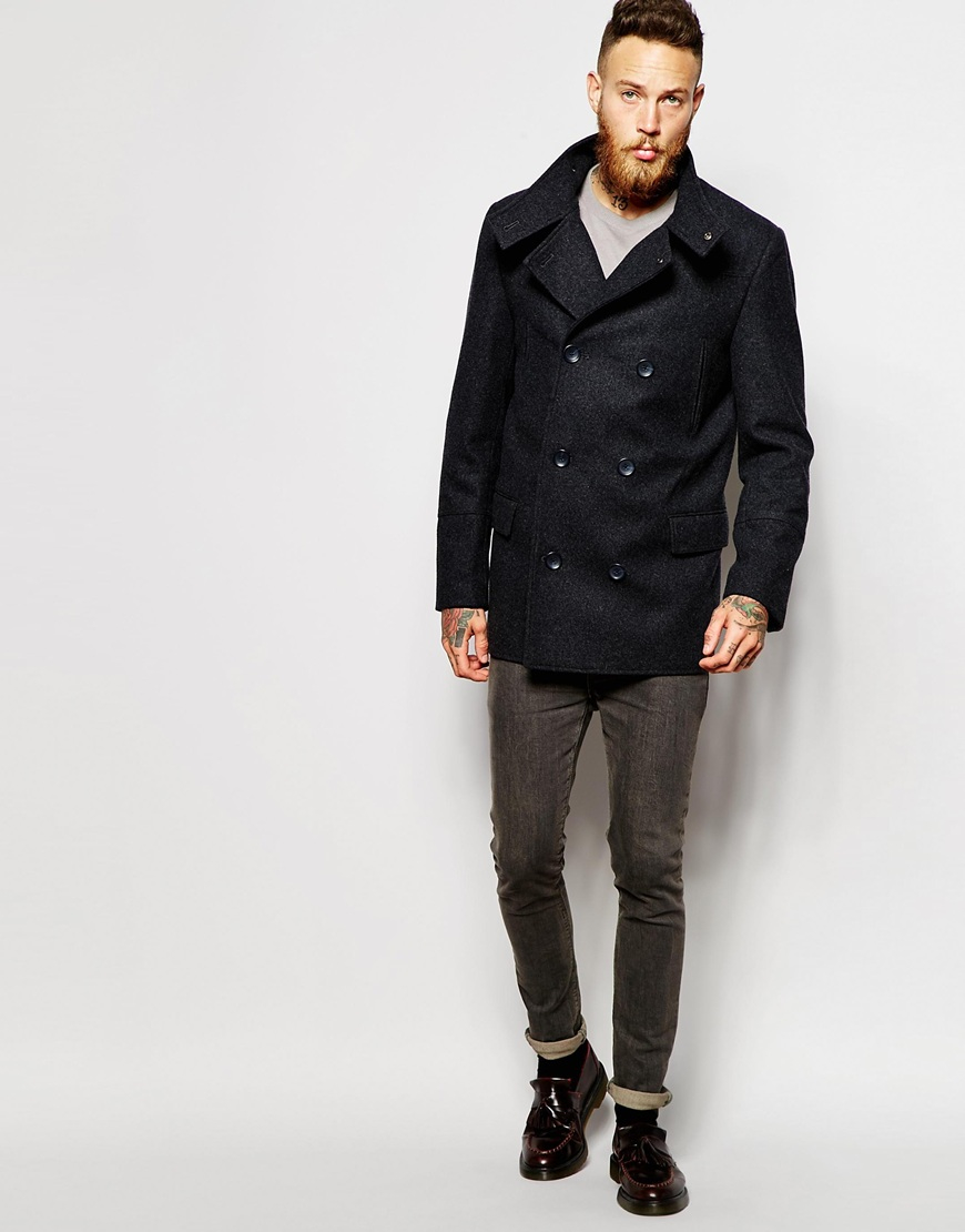 Ferragamo Bird Printed Double Wool Peacoat In Gray For Men Lyst Wish Winter Claw Clasp Womens Wool Blended Clic Pea Coat Jacket S L Black Light Grey Dark Coffee