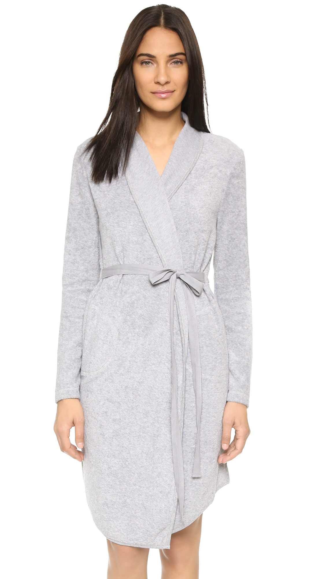 grey floral robe