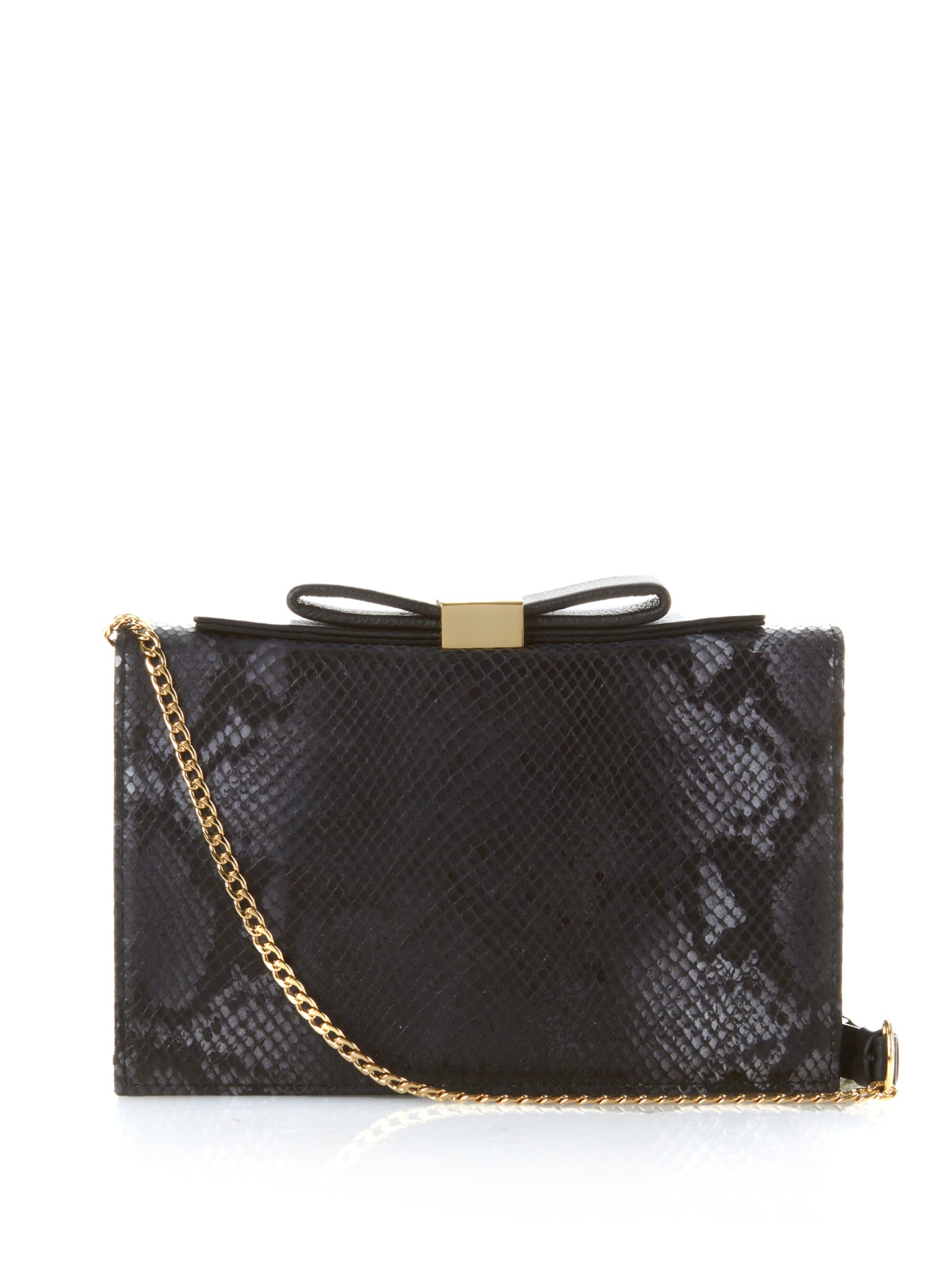 replica chloe - See by chlo Nora Python-effect Leather Clutch in Black (BLACK ...