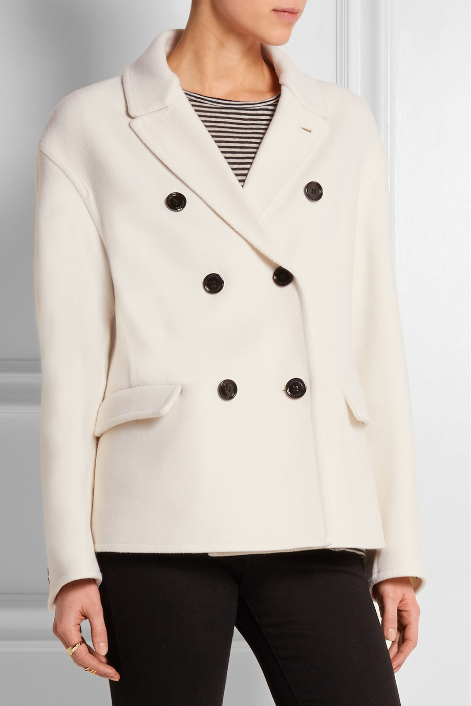 Lyst - Burberry Double-Breasted Cashmere Coat in White