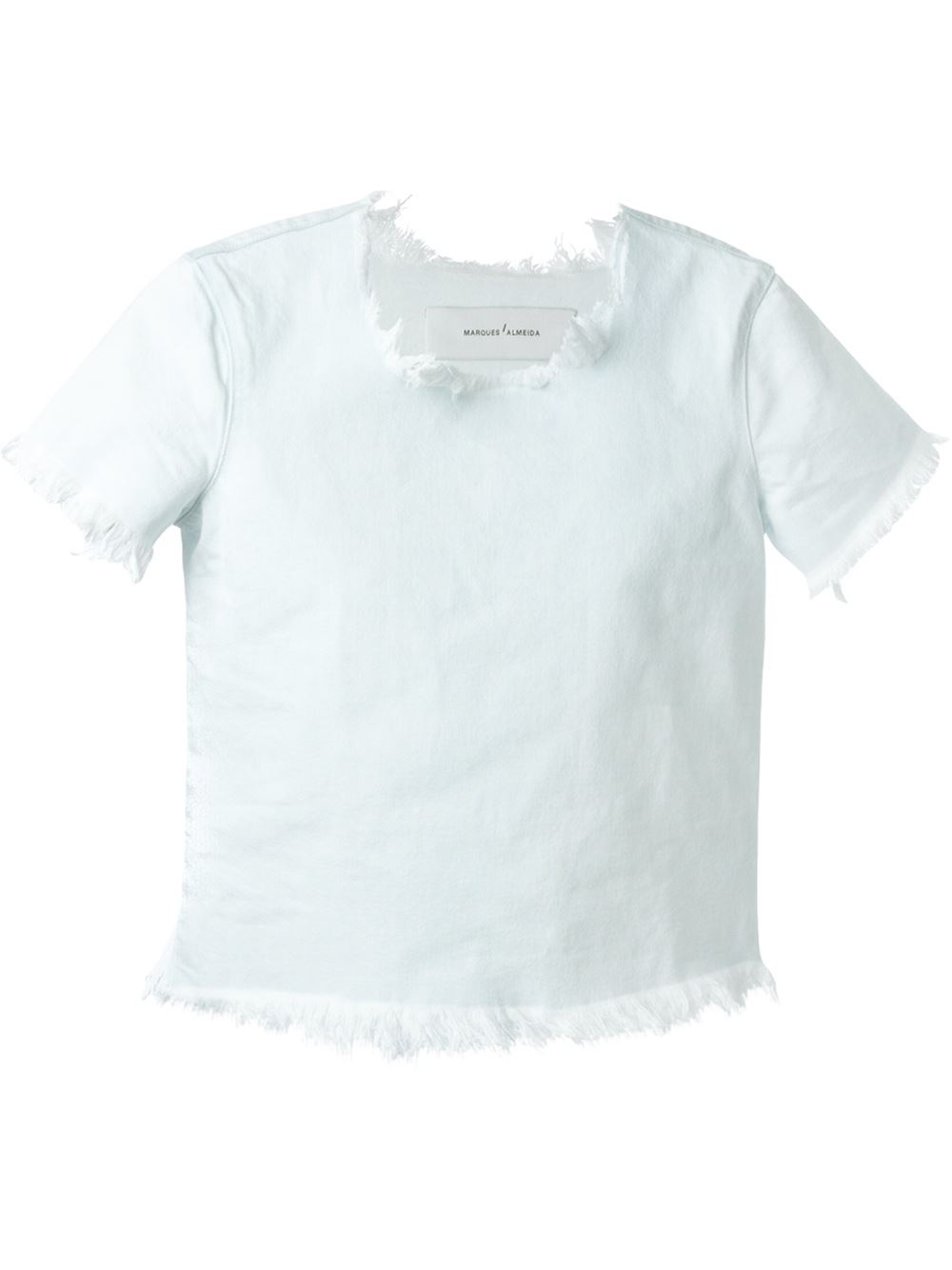 Marques Almeida Frayed Trim Denim T Shirt In Blue Lyst marques almeida frayed trim denim t shirt in blue lyst