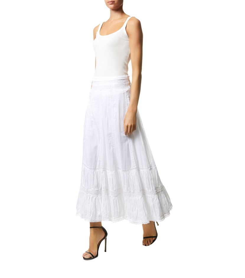 Polo ralph lauren Lace Insert Maxi Skirt in White | Lyst