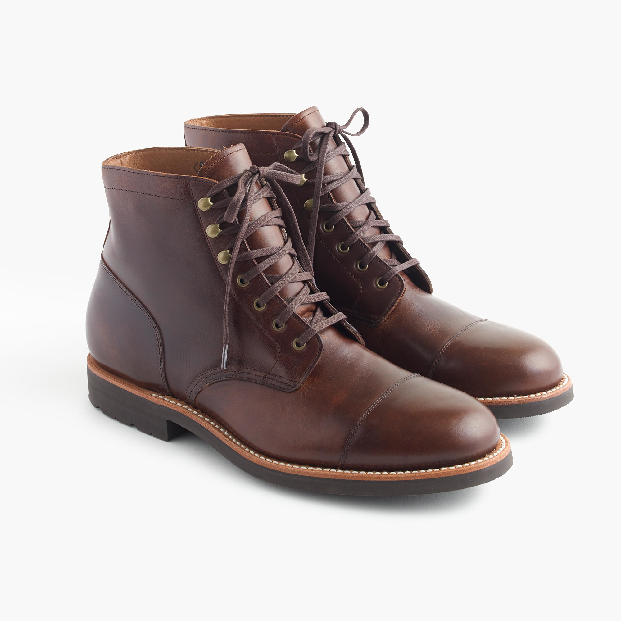 Lyst - J.Crew Kenton Leather Cap-toe Boots in Brown for Men