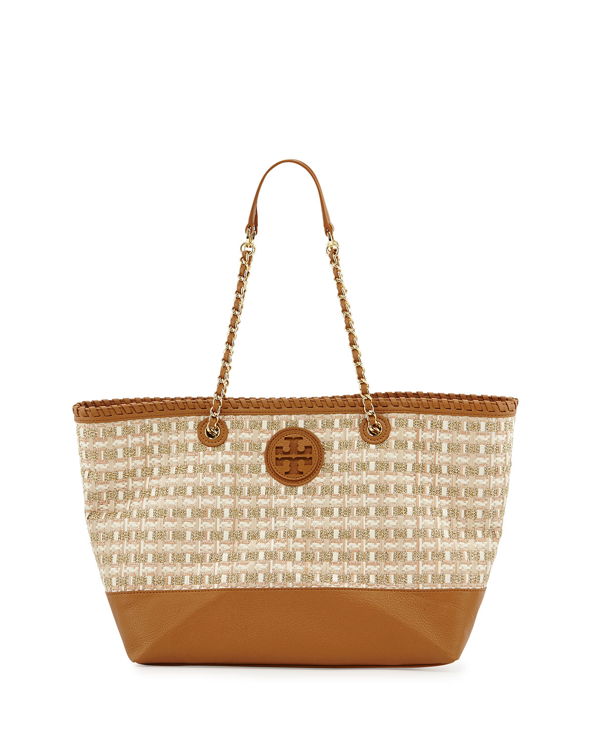 Tory burch Marion Woven Straw Tote Bag in Natural | Lyst