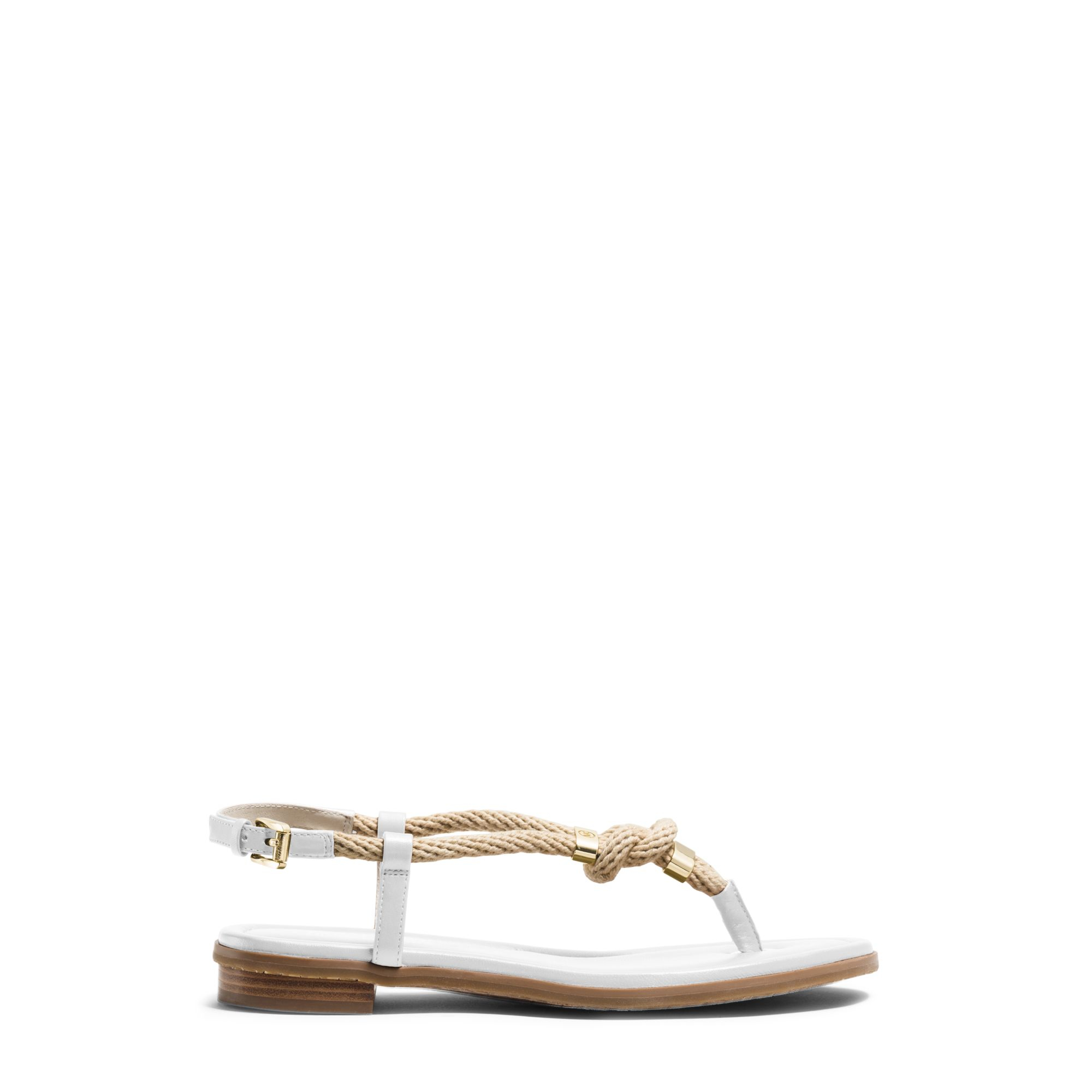 Michael kors Holly Rope-trim Leather Sandal in Metallic | Lyst